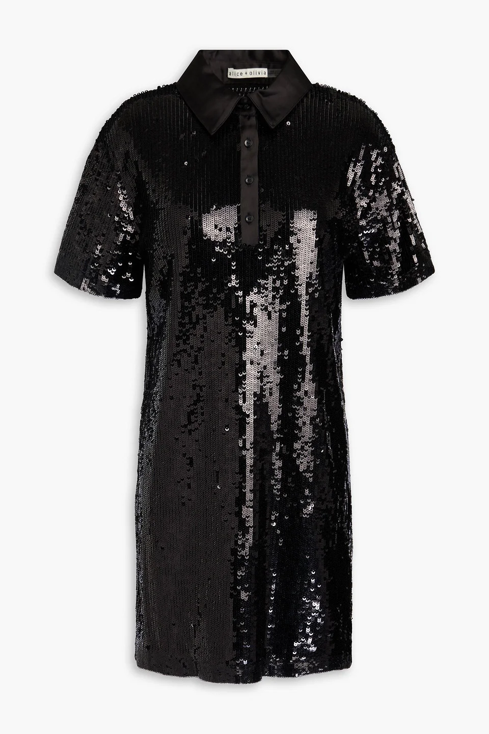 Treva sequined stretch-tulle mini shirt dress - 1