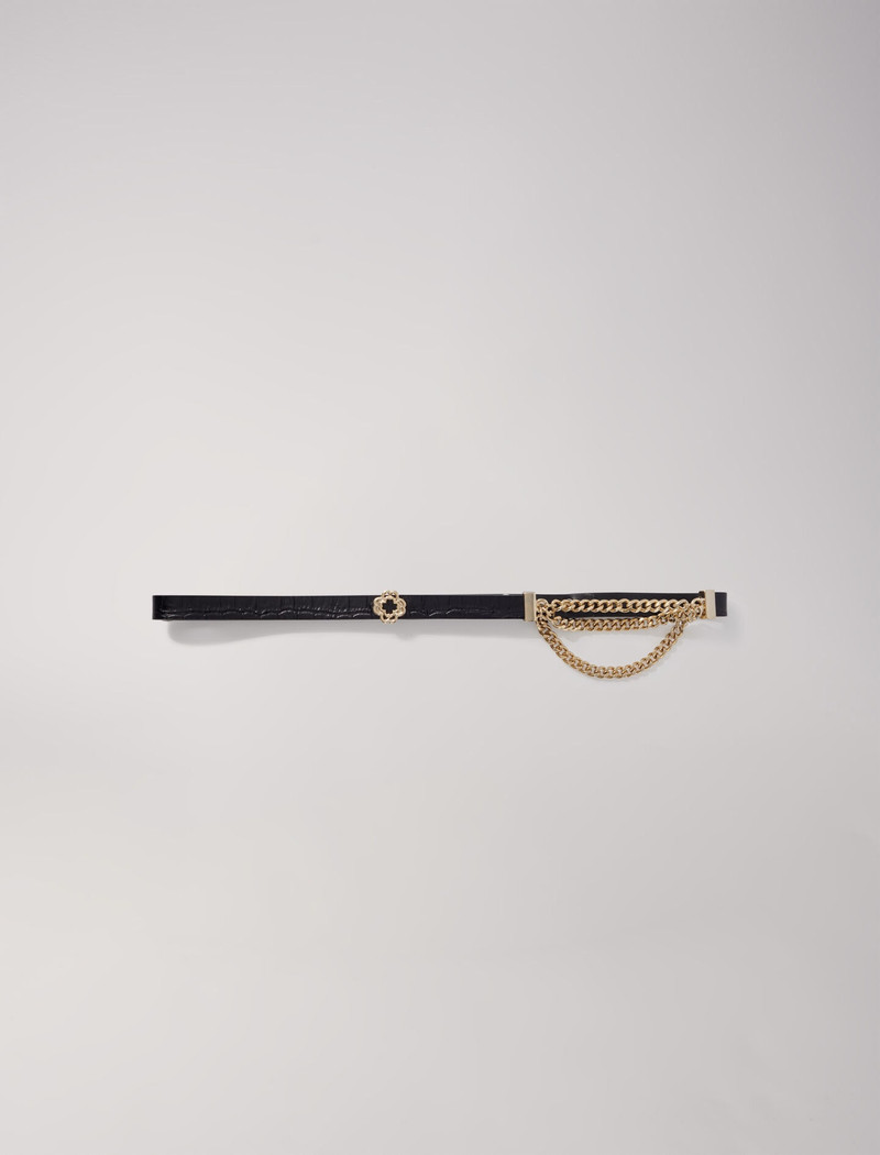 Clover leather and chain belt 5