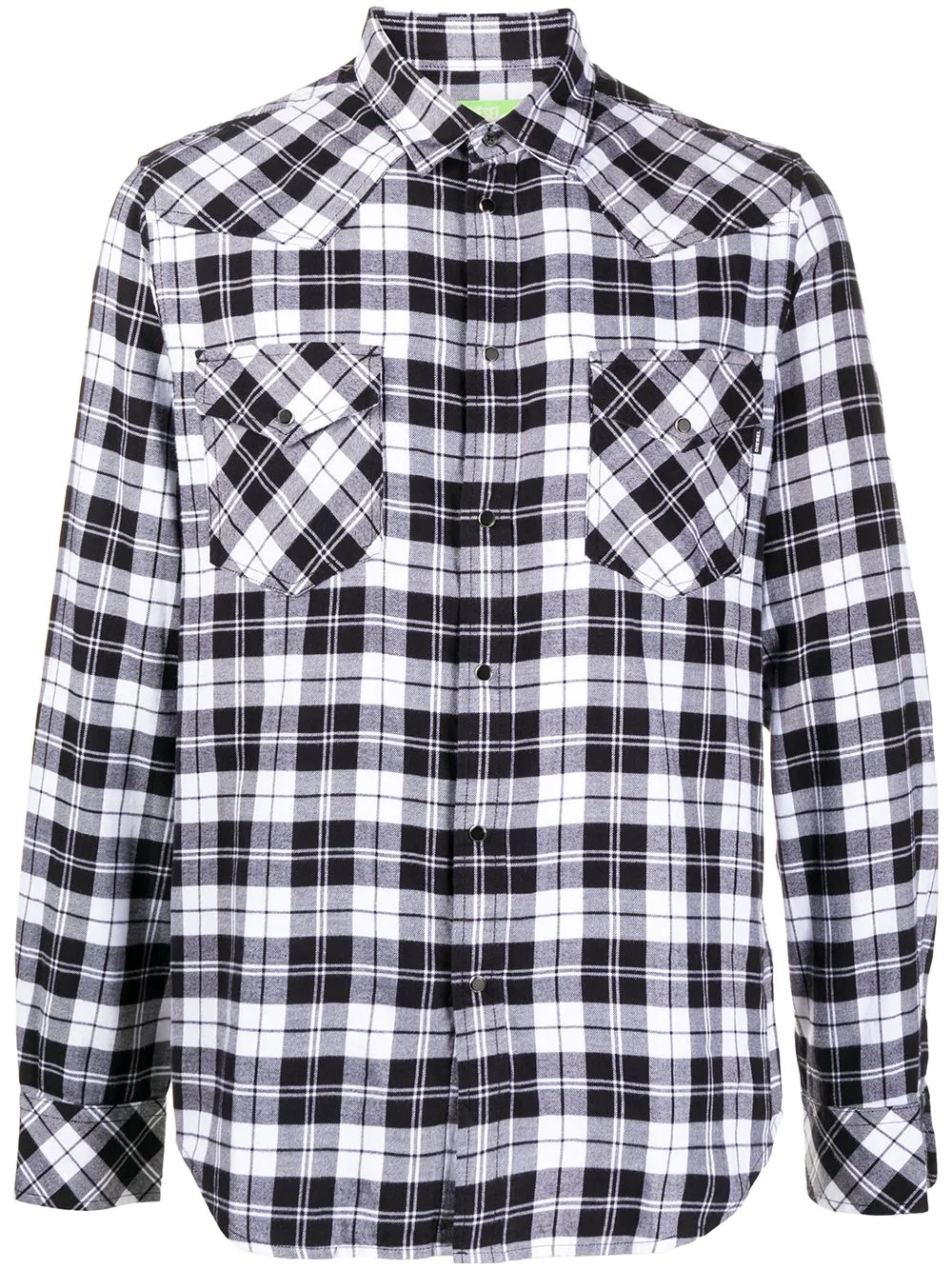 plaid print long-sleeved shirt - 1