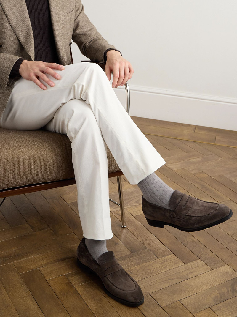 ZEGNA New Classic Suede Penny Loafers Brown outlook