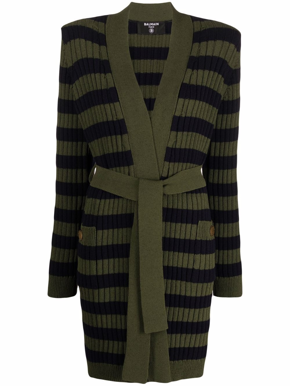 tie-fastening striped cardigan - 1