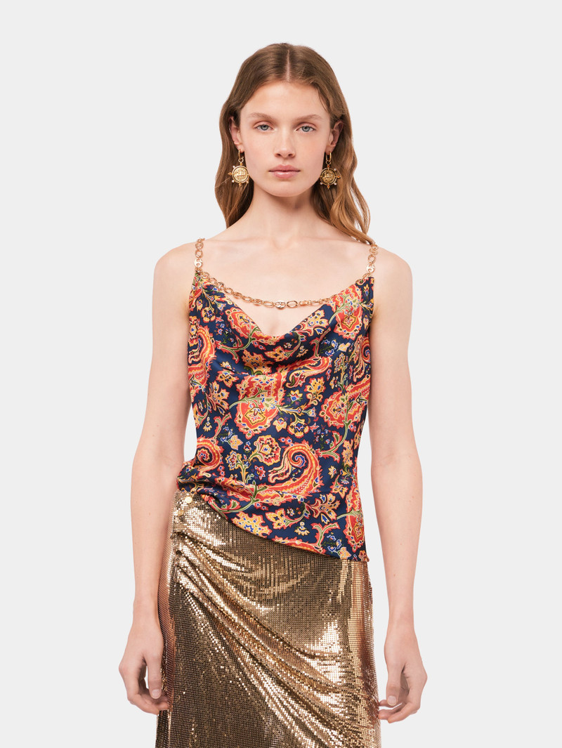 rabanne PAISLEY NUISETTE TOP WITH SIGNATURE EIGHT CHAIN outlook