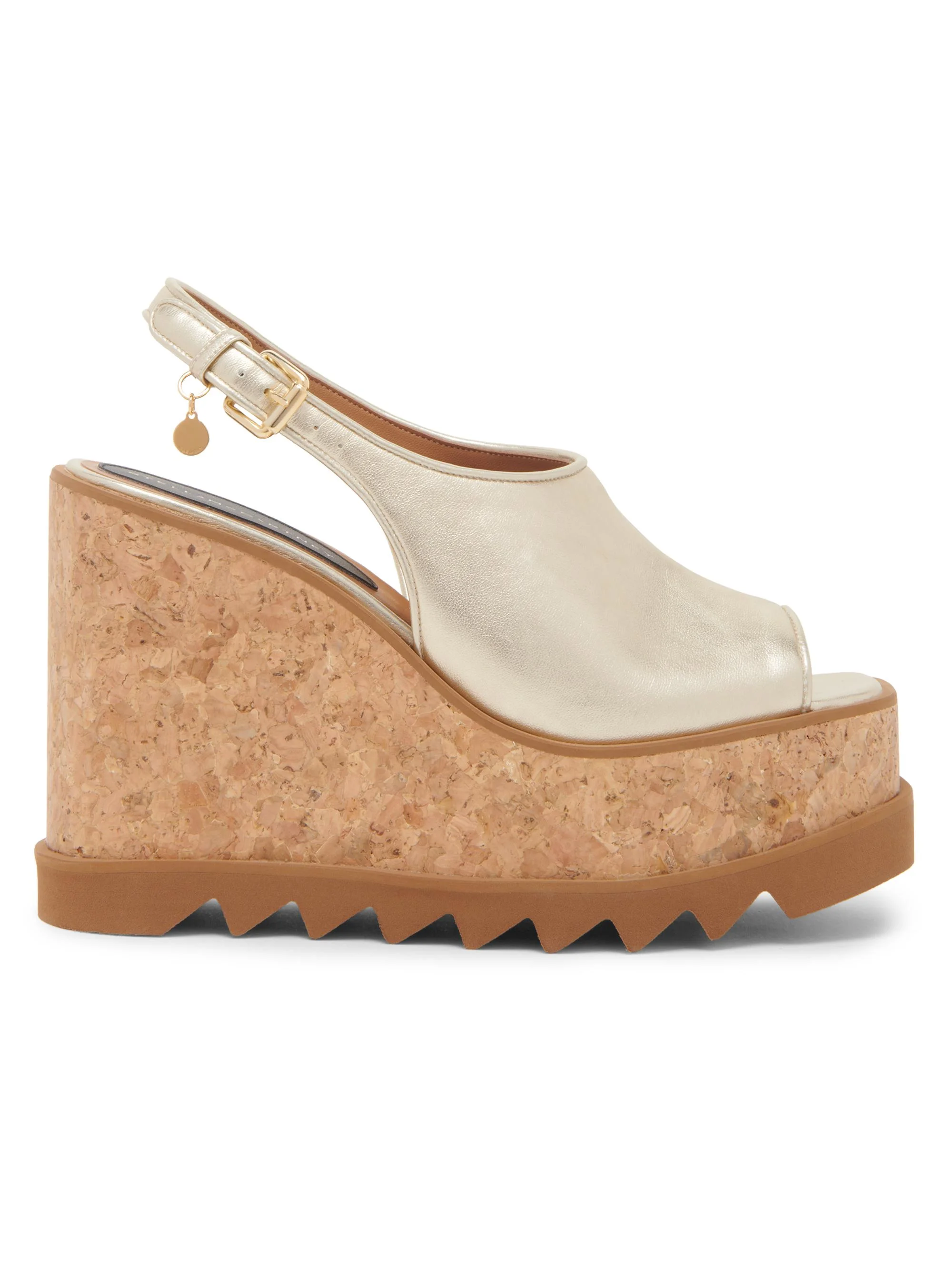 Women's Sneakelyse 120MM Metallic Leather Platform Slingback Sandals - Pale Gold - 1