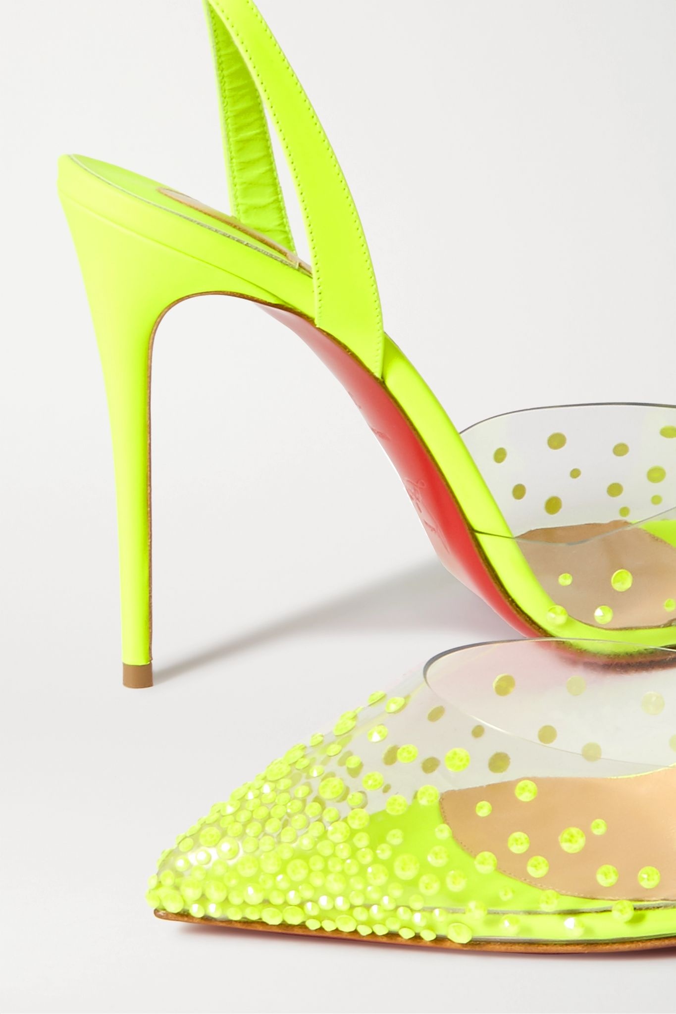 Spikaqueen 100 neon crystal-embellished PVC and leather pumps - 5