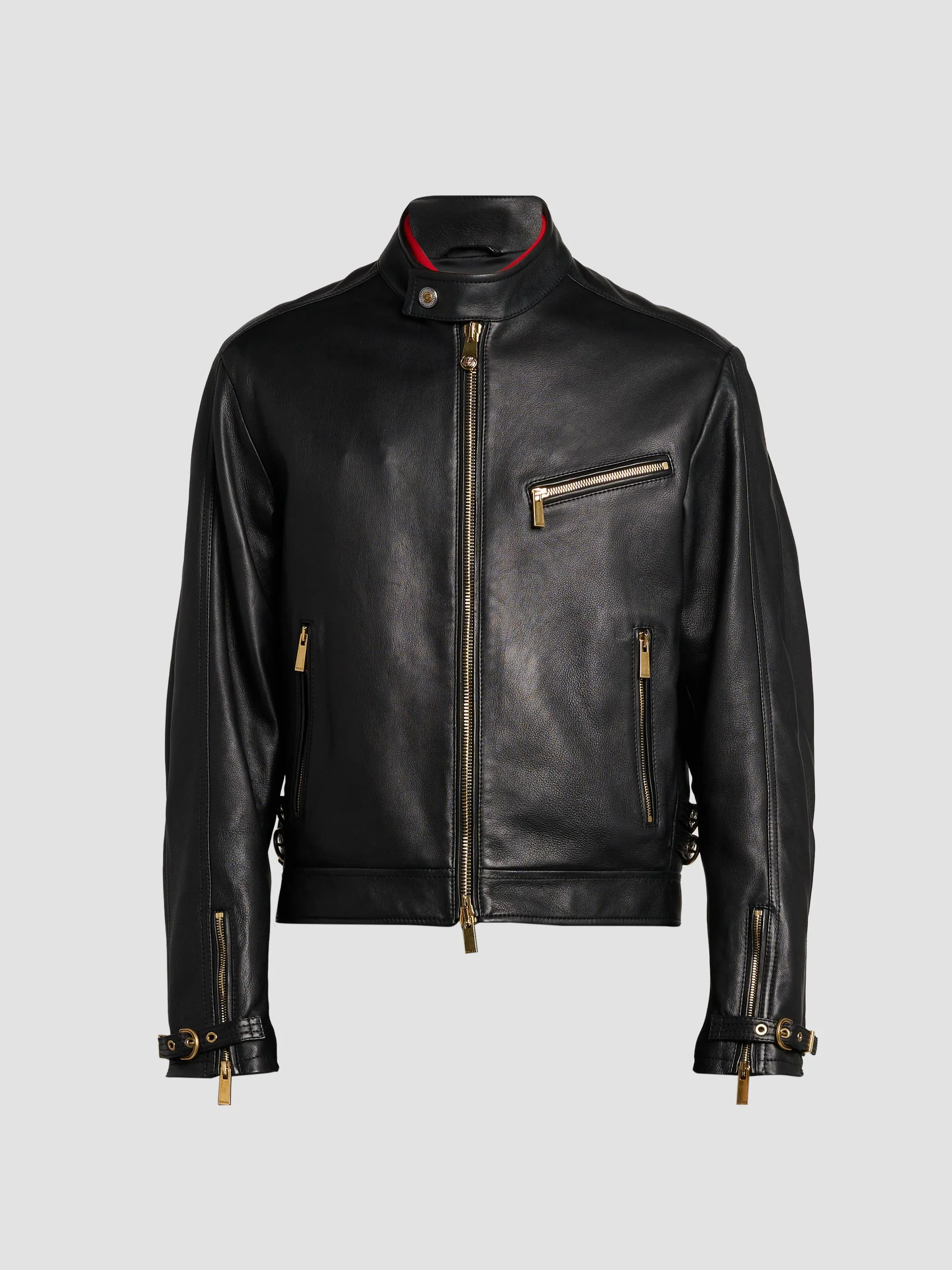 Men's Leather Moto Jacket - Black - 1