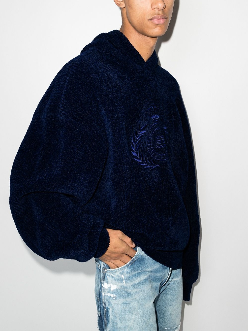 embroidered BB logo fleece hoodie - 2