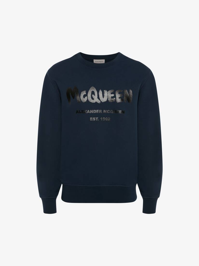 Mcqueen Graffiti Sweatshirt in Ink Blue - 1