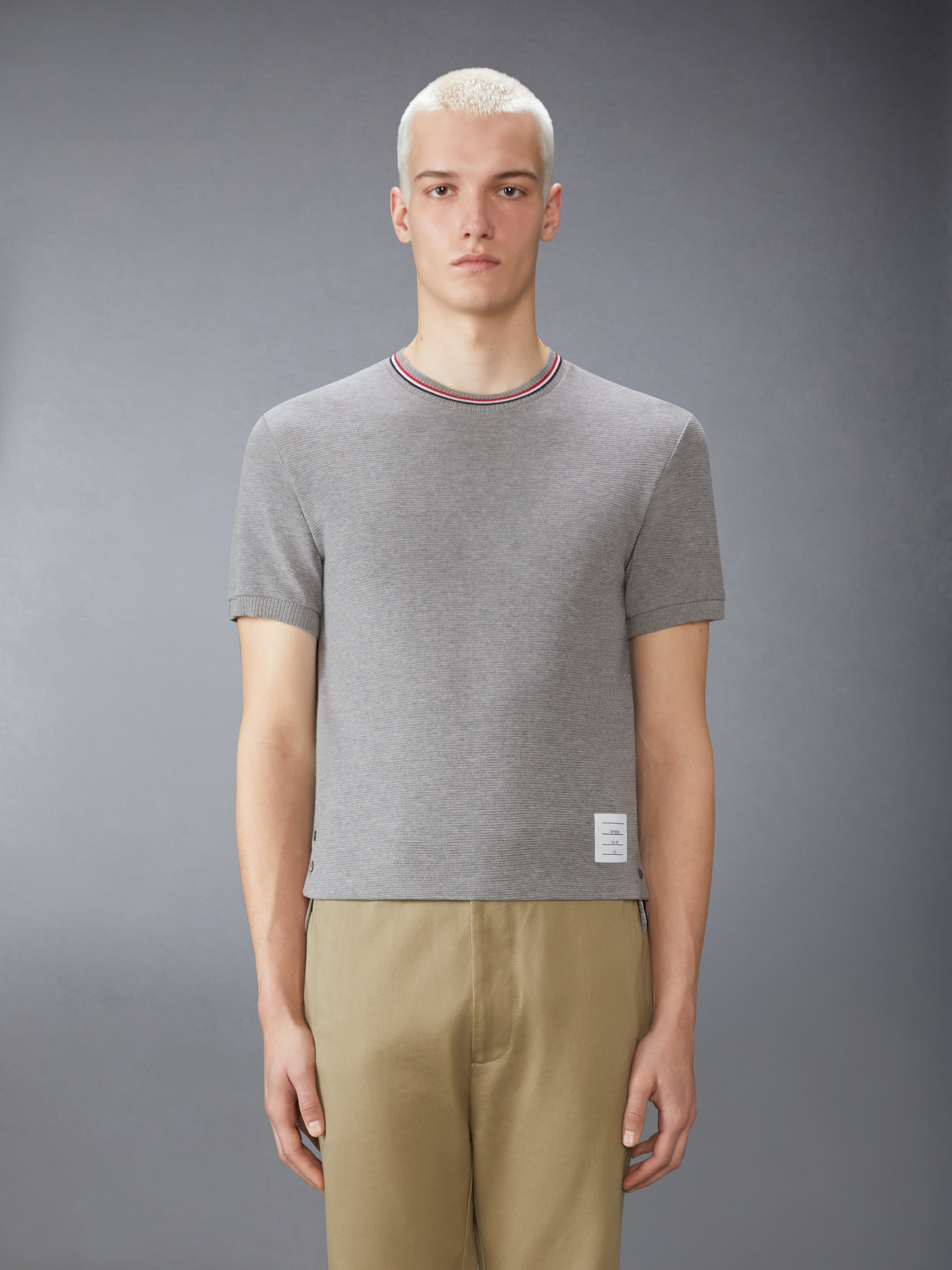 COTTON WAFFLE RIB CUFF TEE - 2