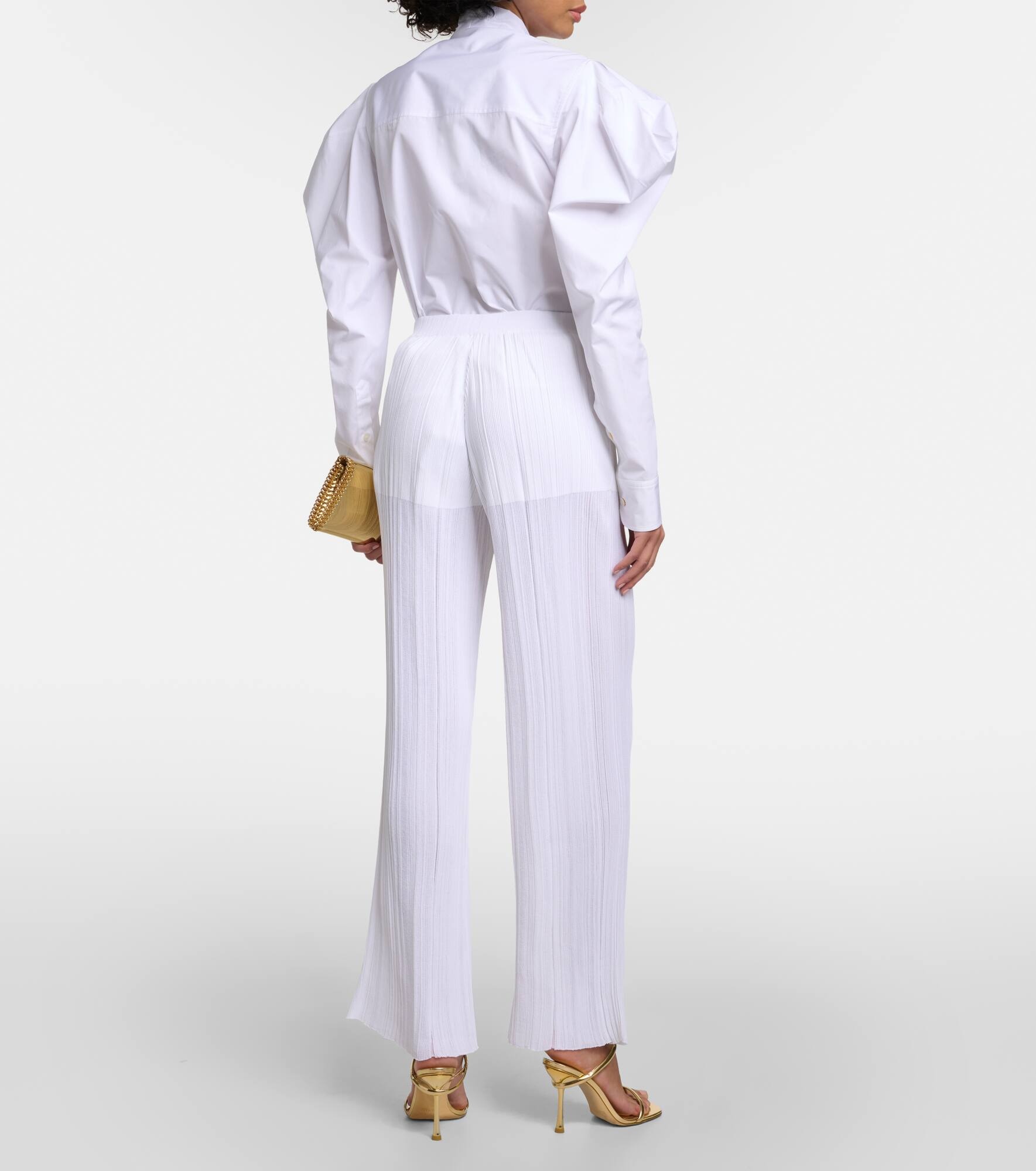 Pleated knit straight pants - 3
