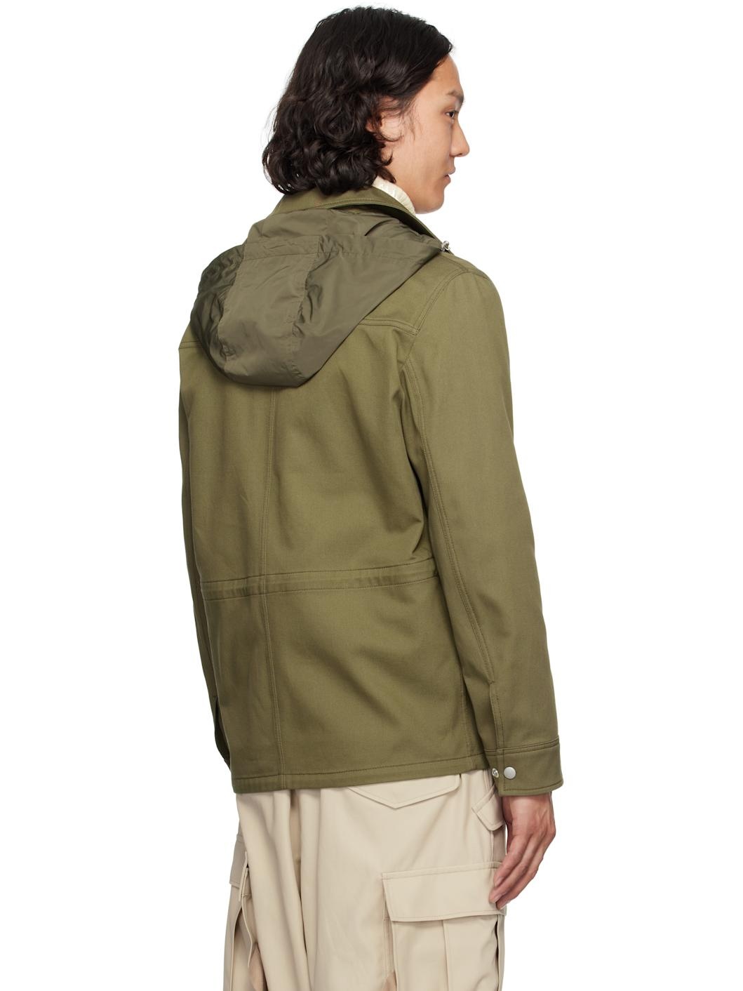 Khaki Guerledan Hooded Cotton Shirt Jacket - 3