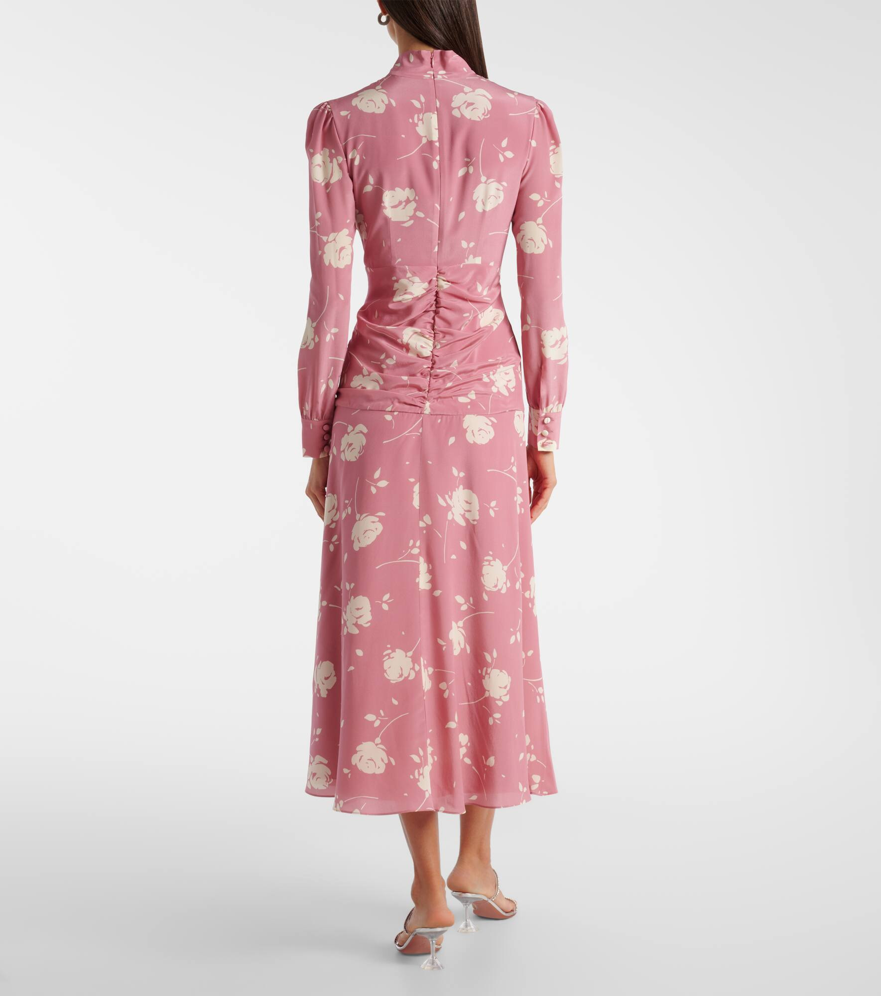 Bow-detail floral silk midi dress - 3