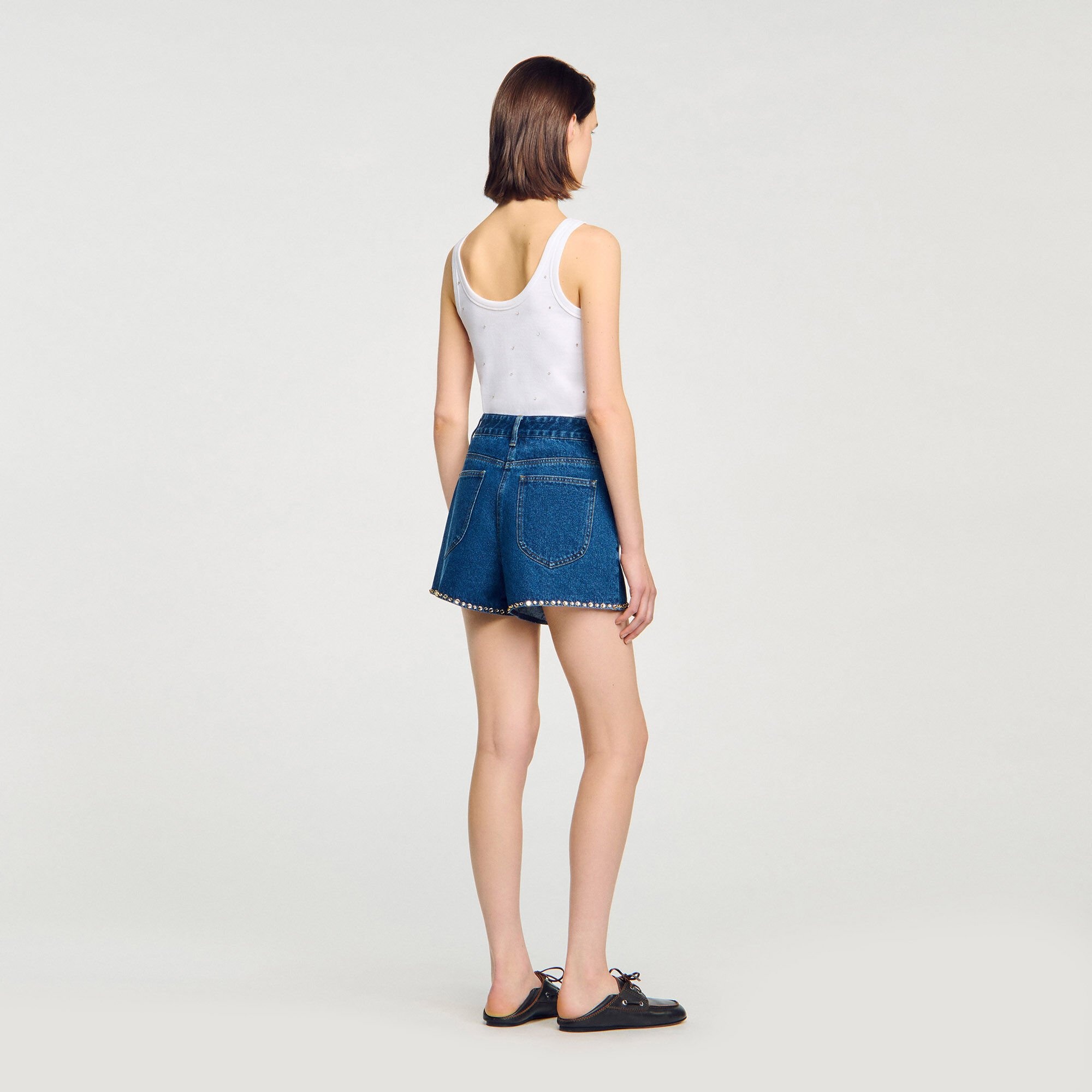 RHINESTONE DENIM SHORTS - 5