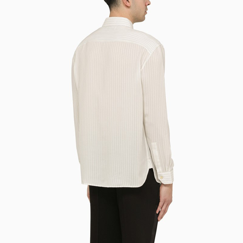 Saint Laurent Cassandre Striped Silk Shirt Men - 2