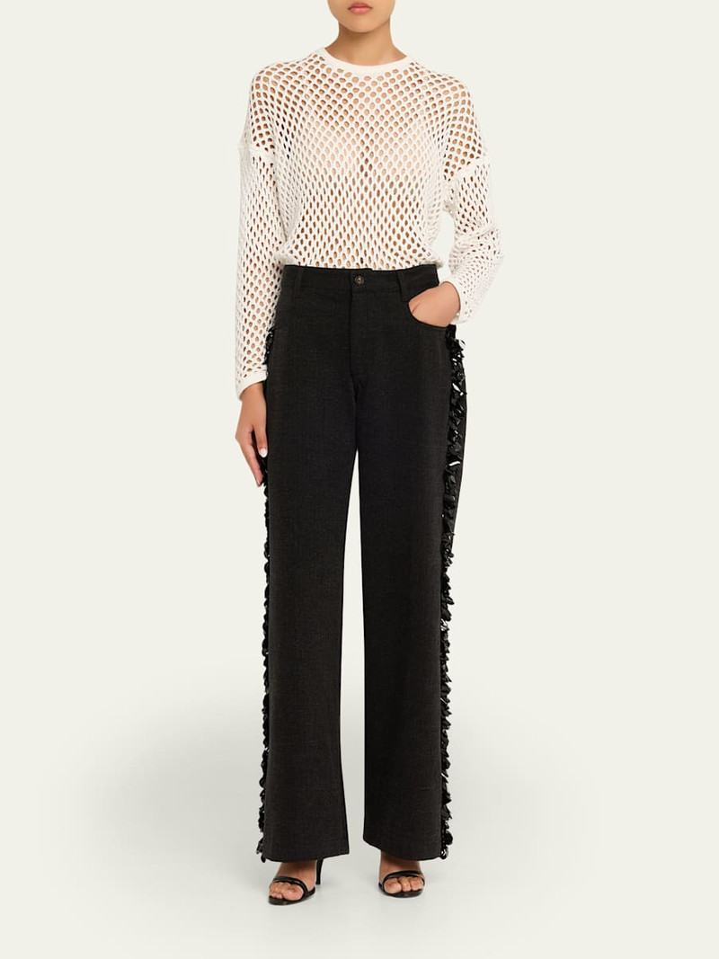 diotima Burro Sequined Side-Stripe Wide-Leg Jeans outlook