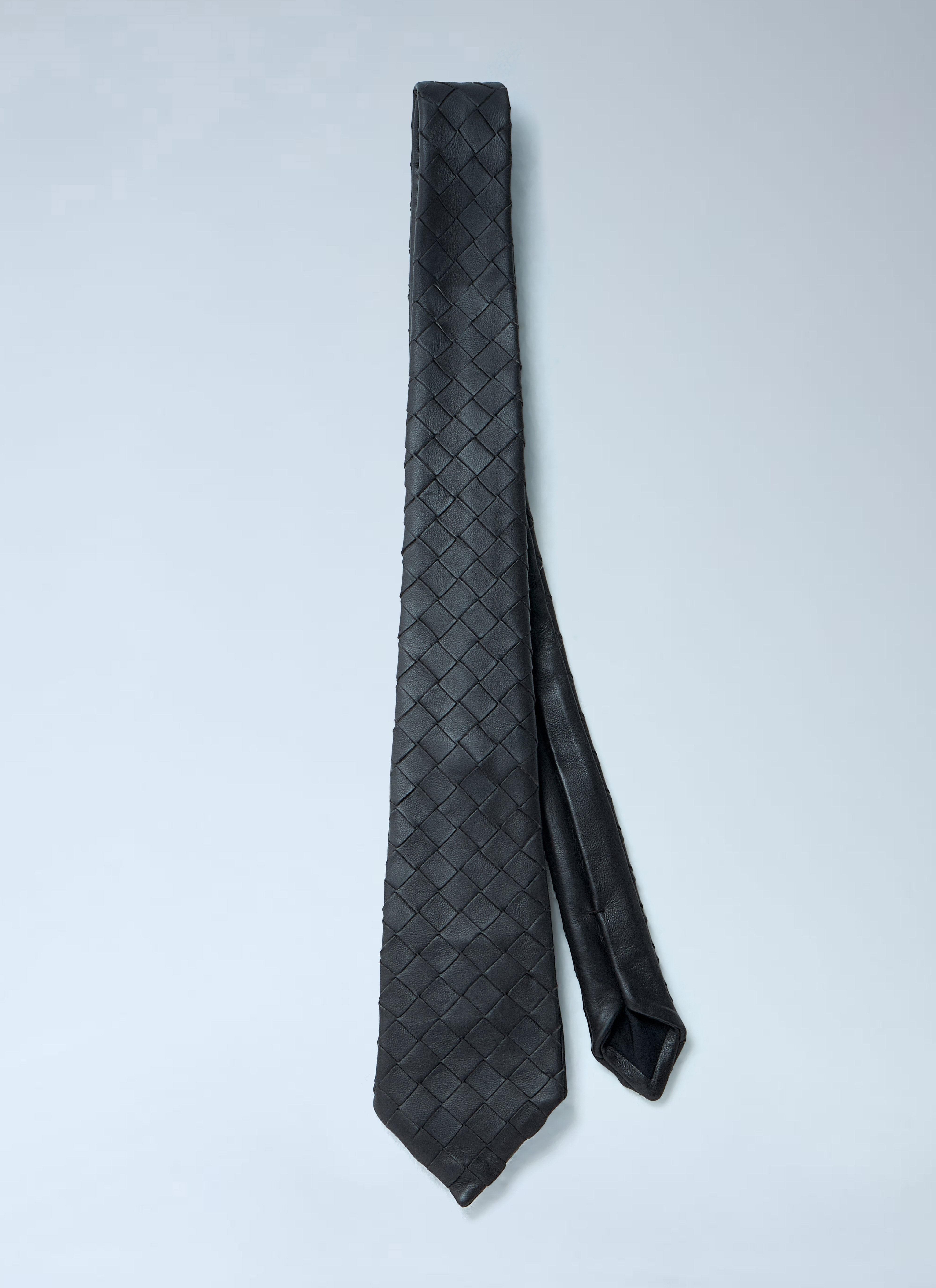 Bottega Veneta Men Intrecciato Leather Tie - 2