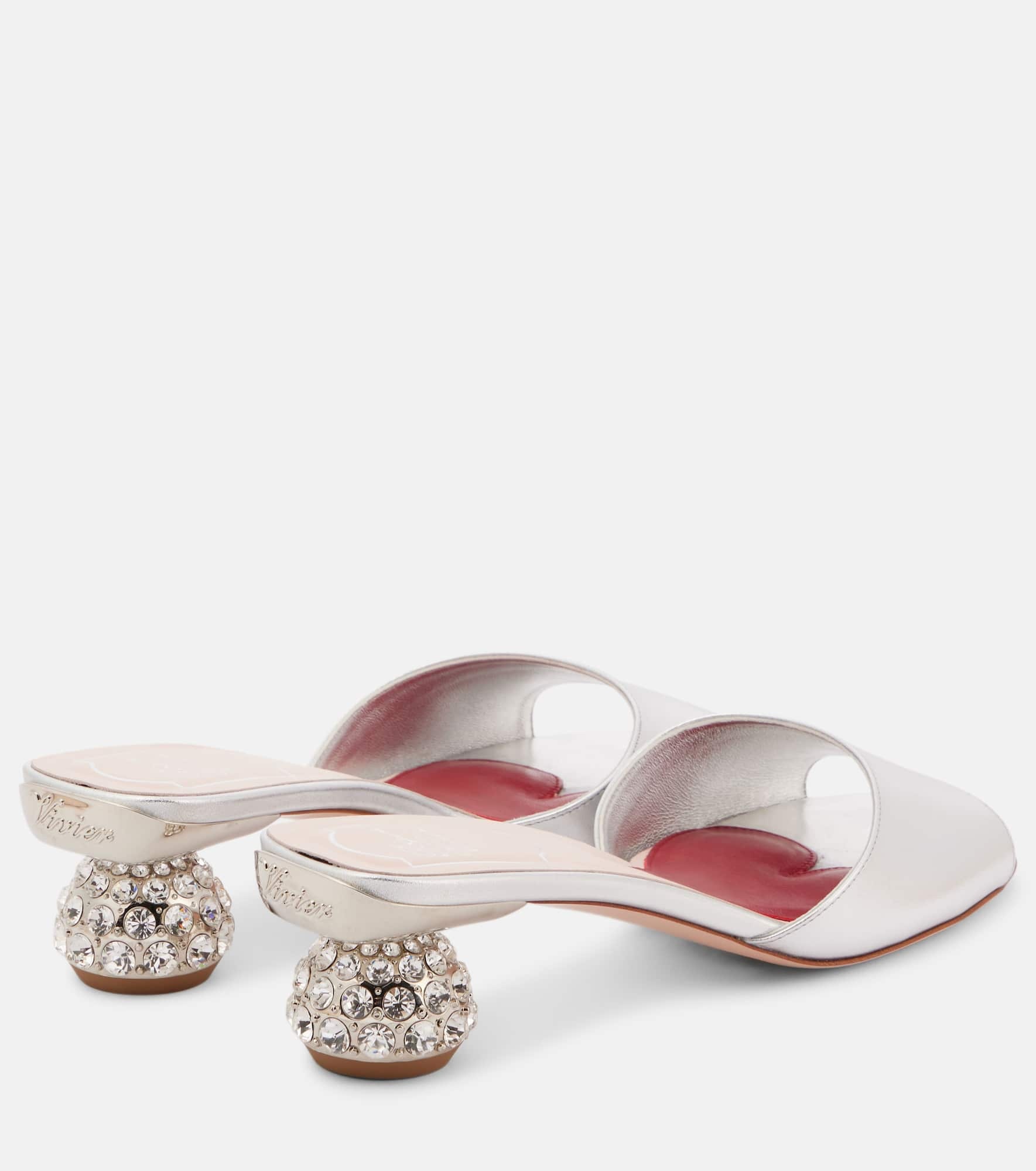 Embellished leather mules - 2