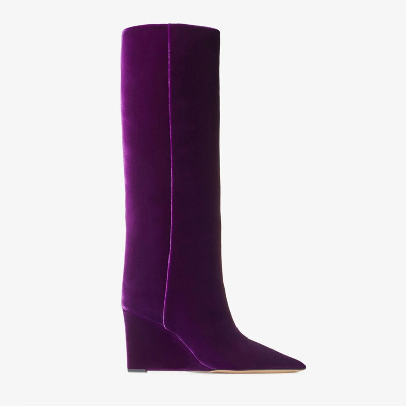Blake Knee Boot 85 Cassis Velvet Knee-High Boots 1