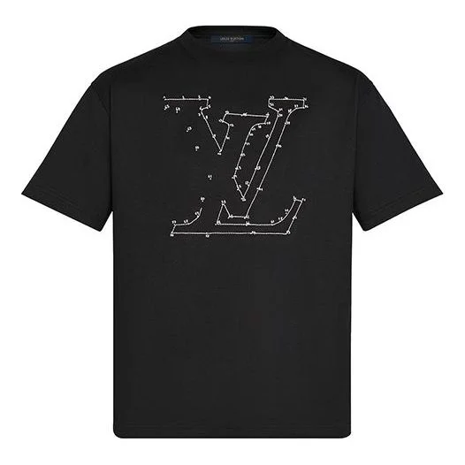 Men's LOUIS VUITTON Printing Embroidered Short Sleeve Black 1A83R1, - 1