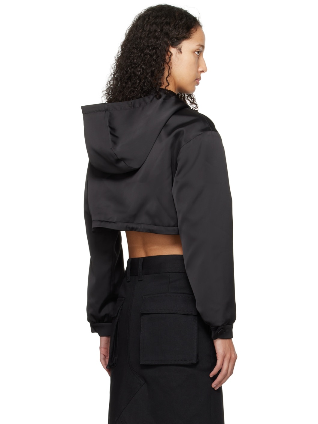 Black Cropped Hoodie - 3