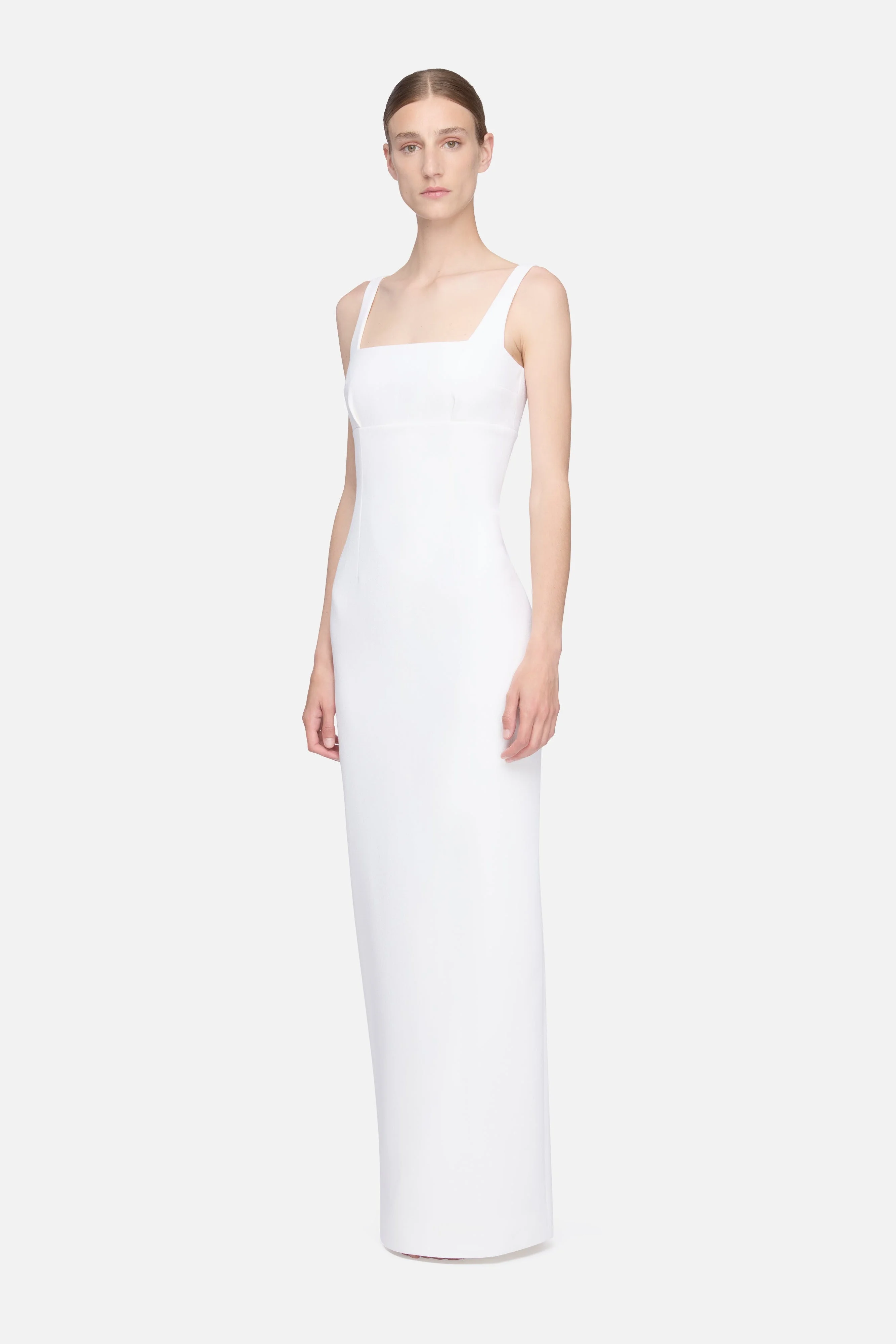 Micheline Dress in Ivory Double Wool Crepe - 1