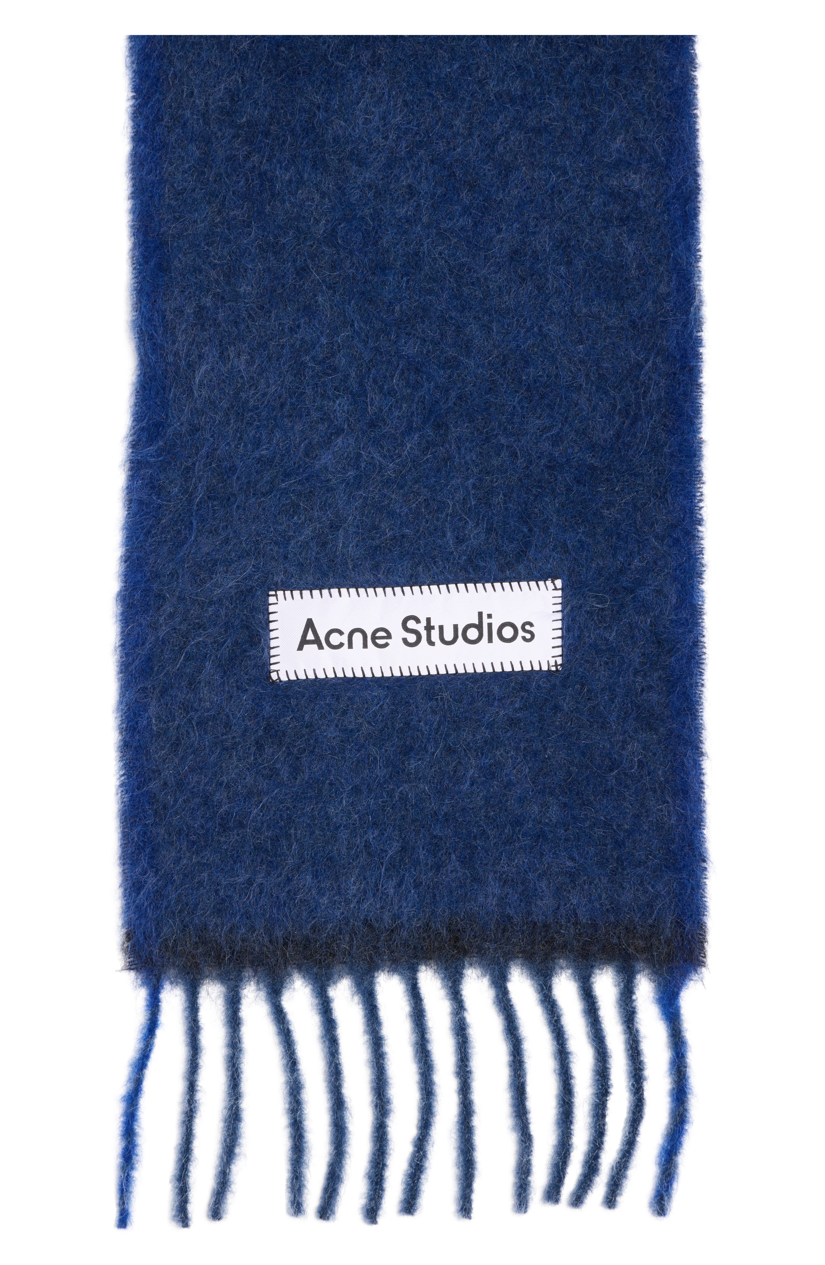Acne Studios Valley Fringe Scarf in Dark Navy/Black at Nordstrom - 4