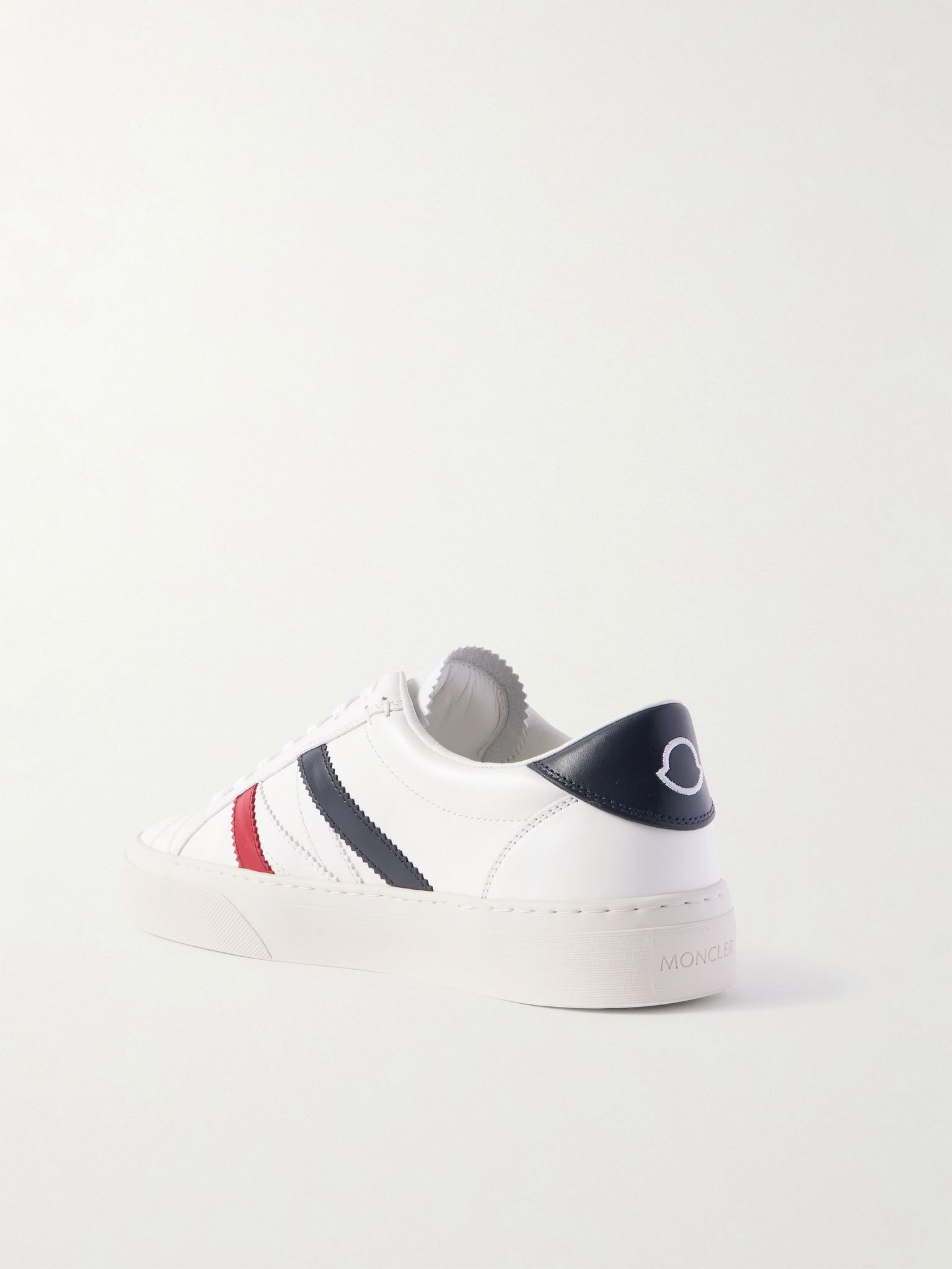Monaco M Striped Leather Sneakers White - 4