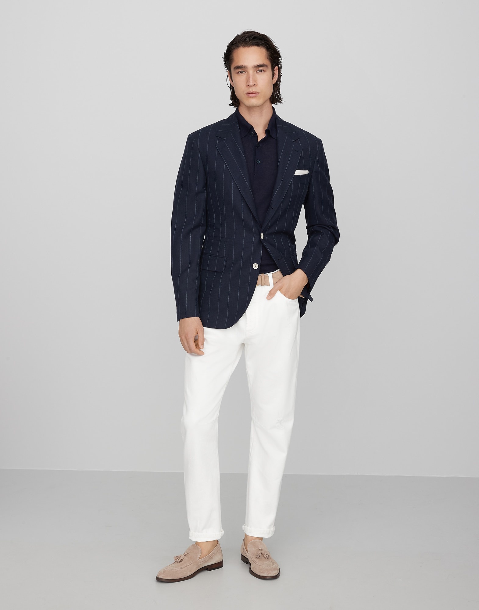 Linen and cotton knit polo - 5