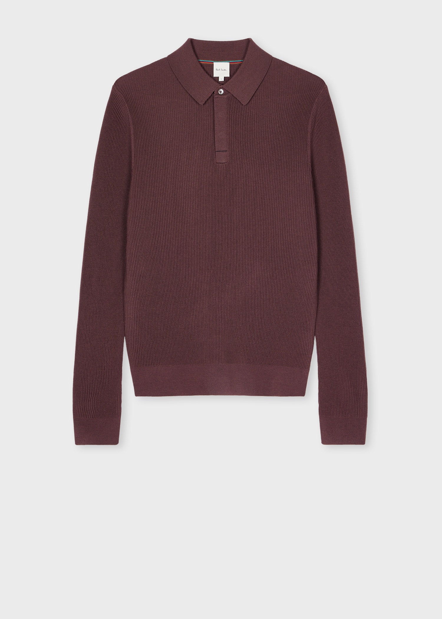 Brown Merino Wool Polo Sweater - 1