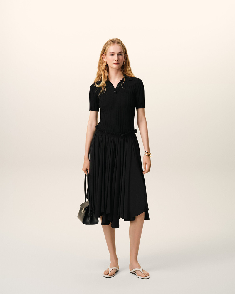 AMI Paris BLACK BLENDED SILK MIDI COROLLA SKIRT outlook