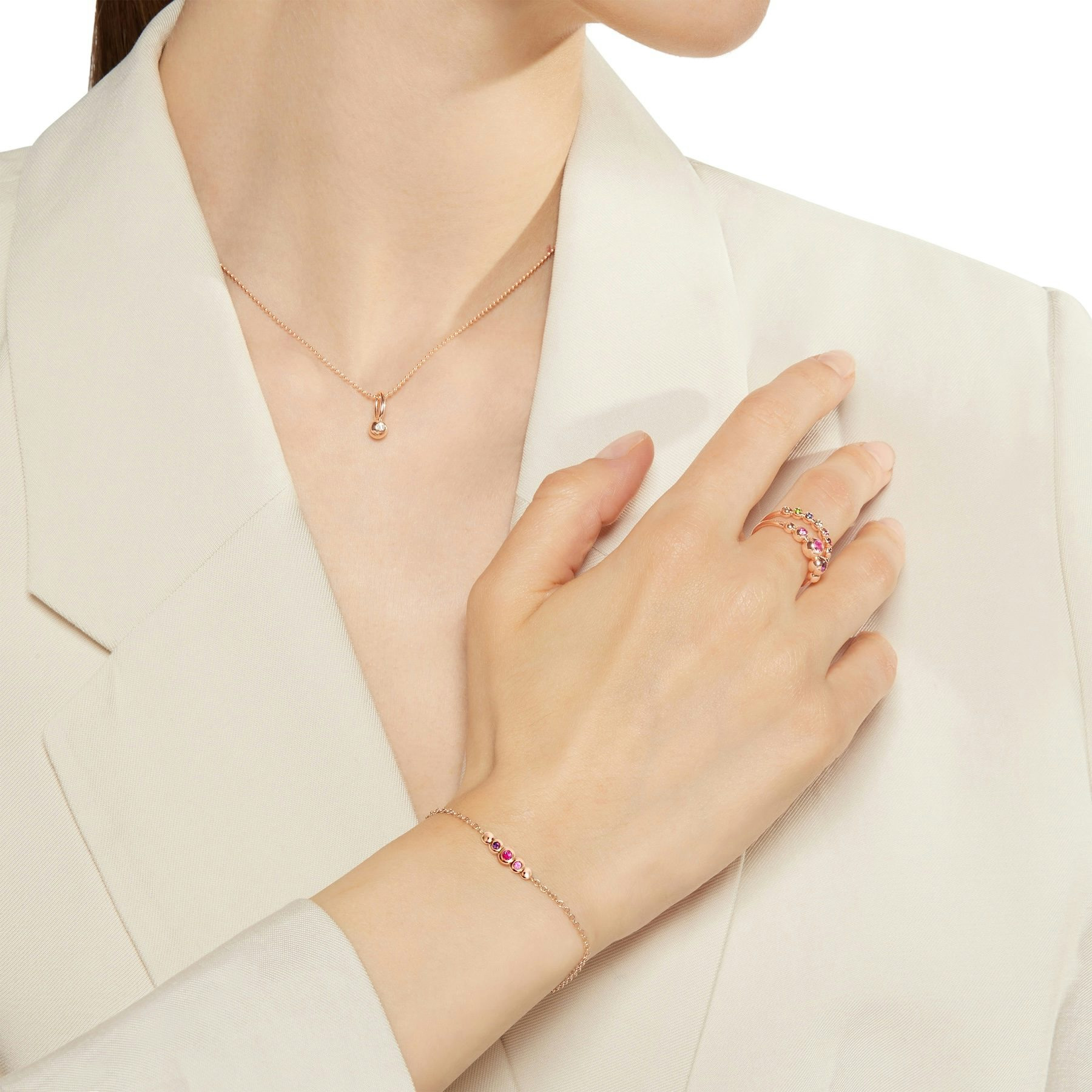 ROSE GOLD  & COLOURED STONE BOLLICINE BRACELET - 4