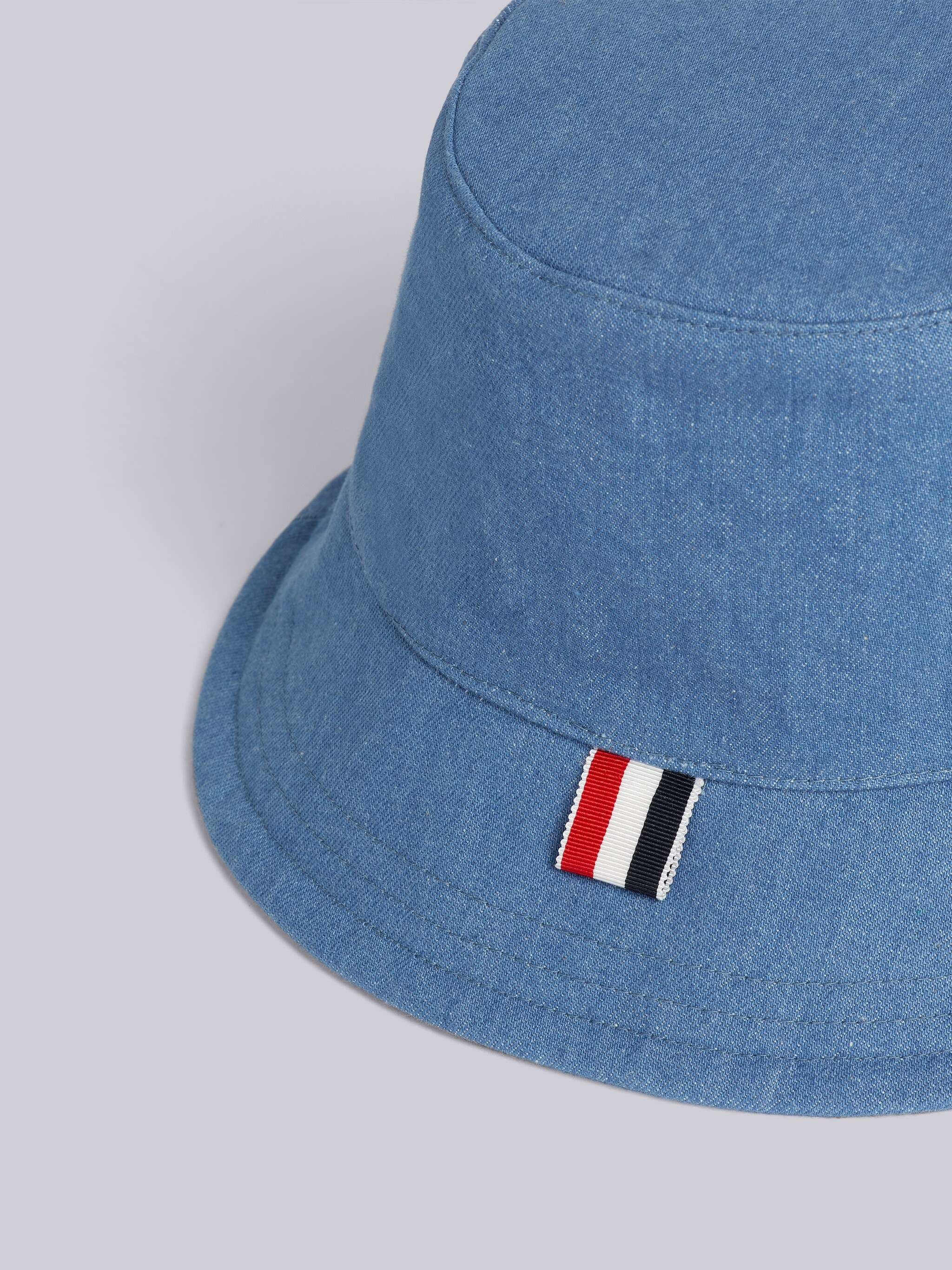 Blue Washed Denim 4-Bar Classic Bucket Hat - 2