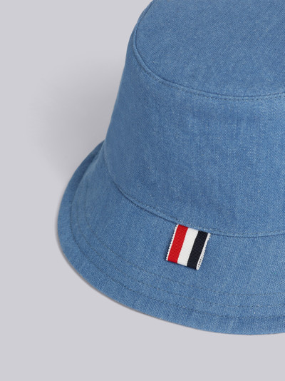 Thom Browne Blue Washed Denim 4-Bar Classic Bucket Hat outlook