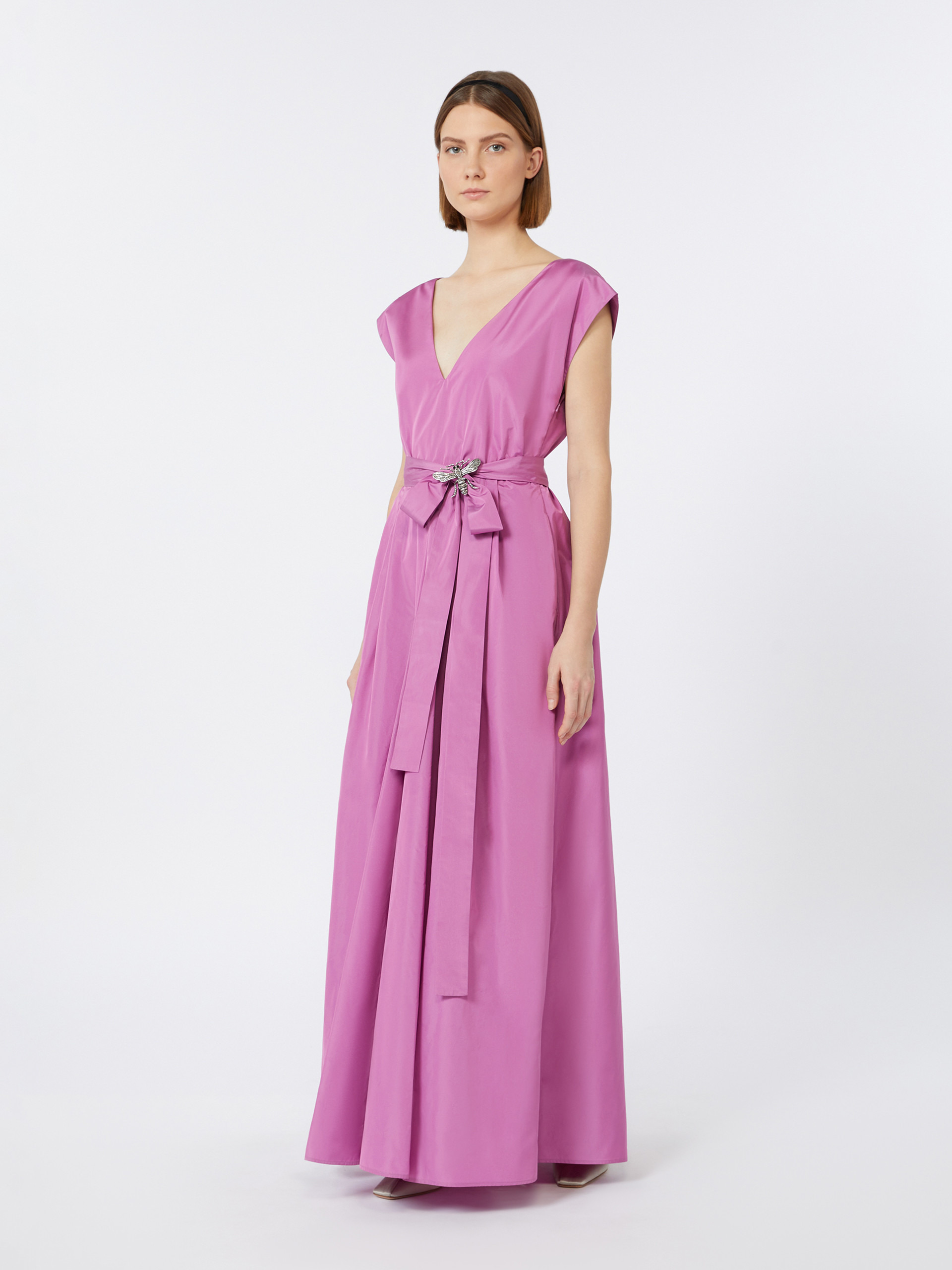 OGGERI Long taffeta dress with belt - 2
