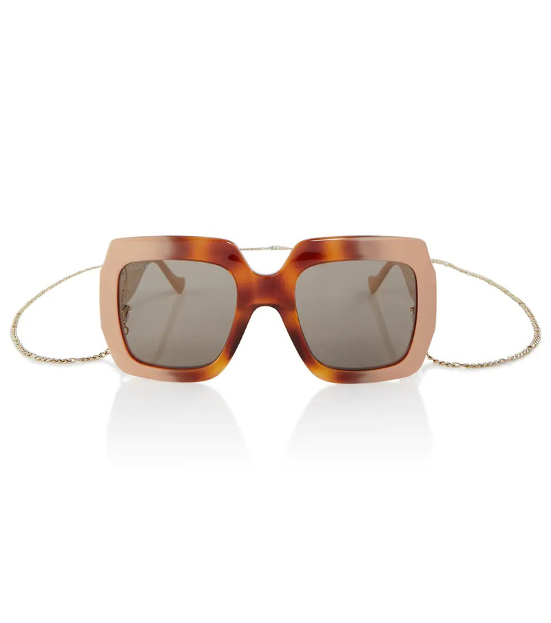 Chain-trimmed square sunglasses - 1