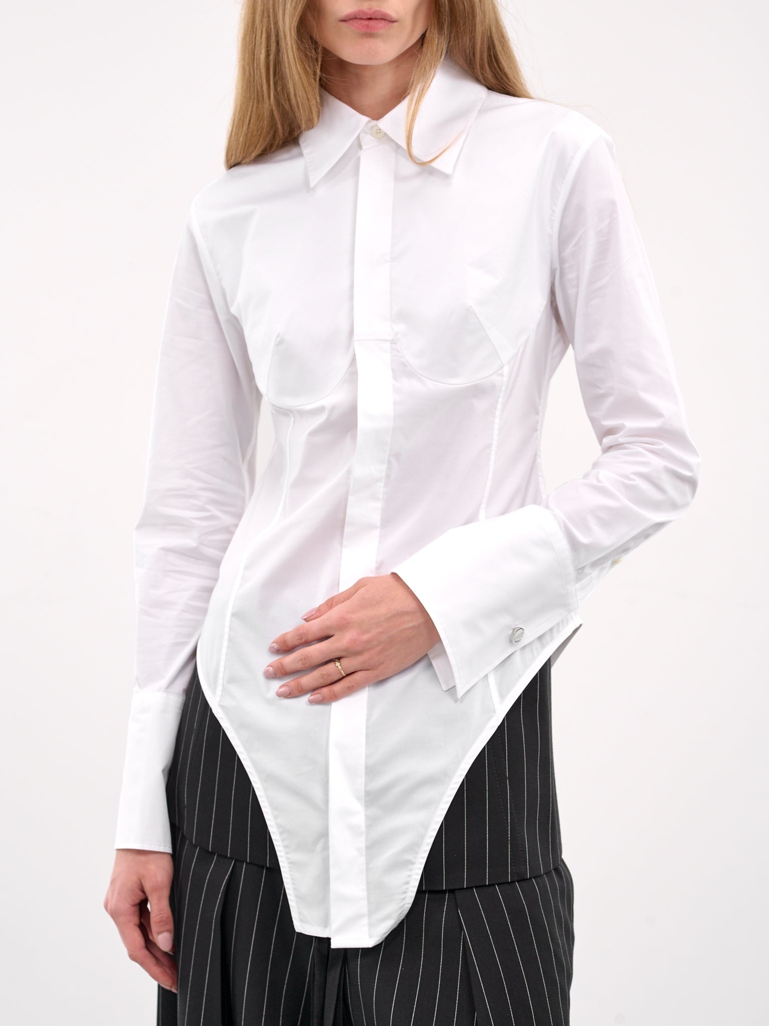 The White Cotton Bodysuit Shirt - 4