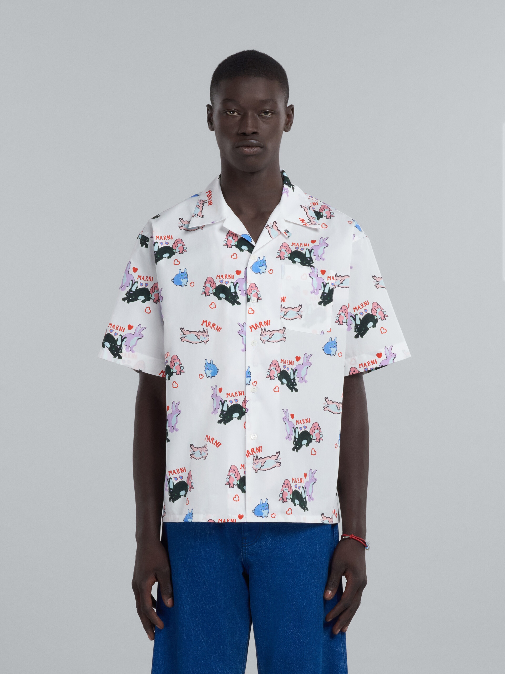 POPLIN BOWLING SHIRT WITH RABBIT PRINT - 2
