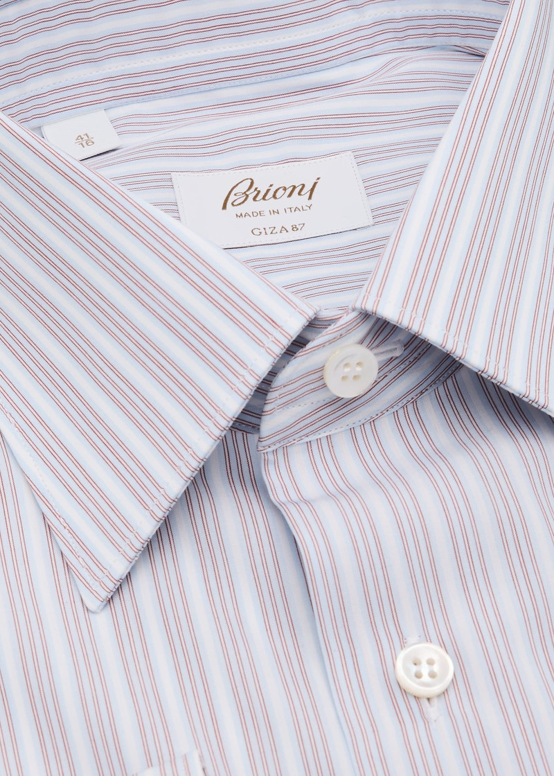 Brioni Men's Giza 87 Cotton Multi-Stripe Dress Shirt outlook