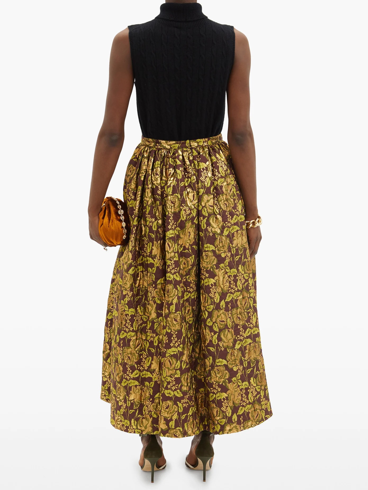 Lindie floral-brocade maxi skirt - 5