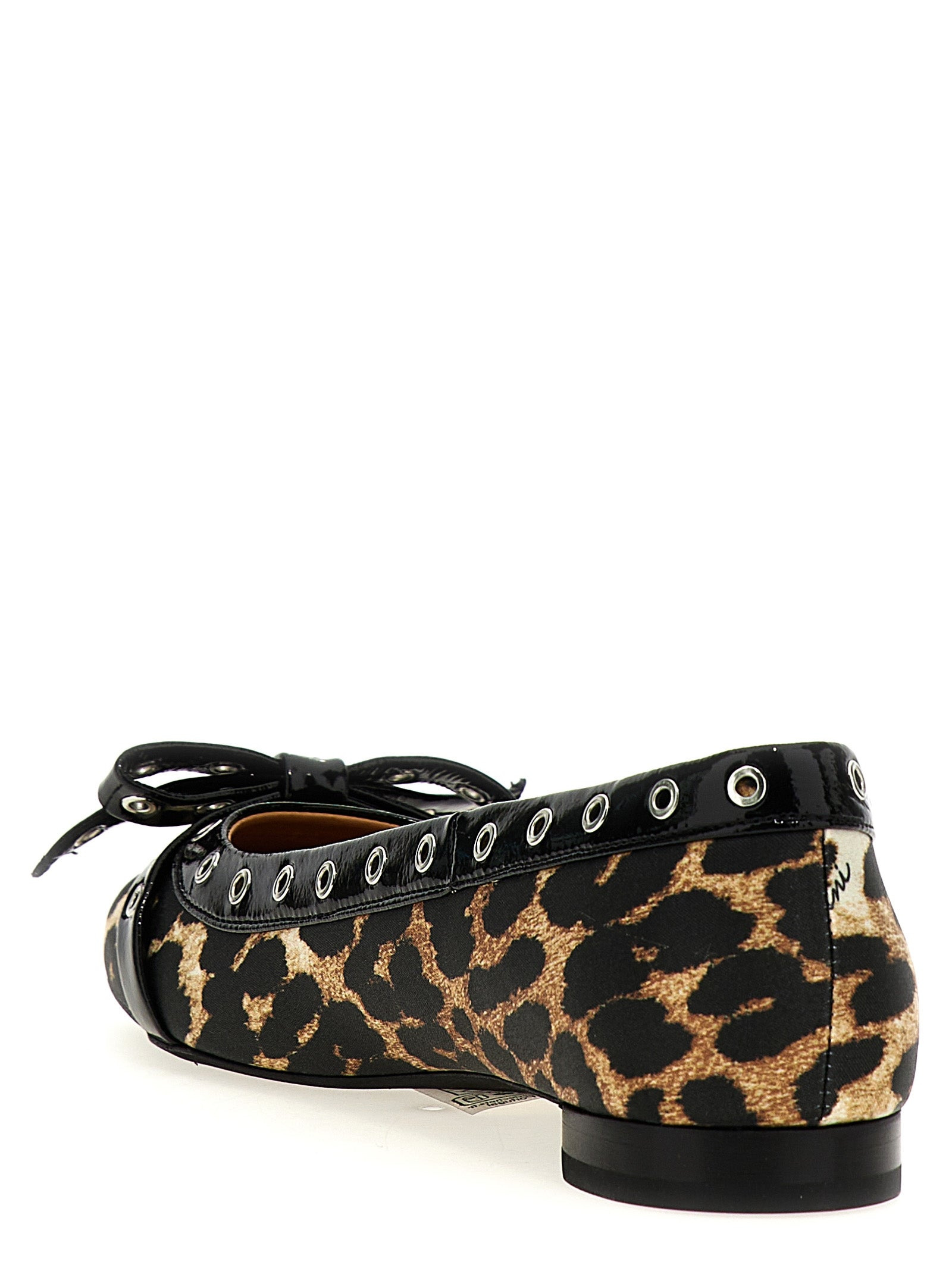 Ganni Women 'Leopard Eyelets Bow' Ballet Flats - 3