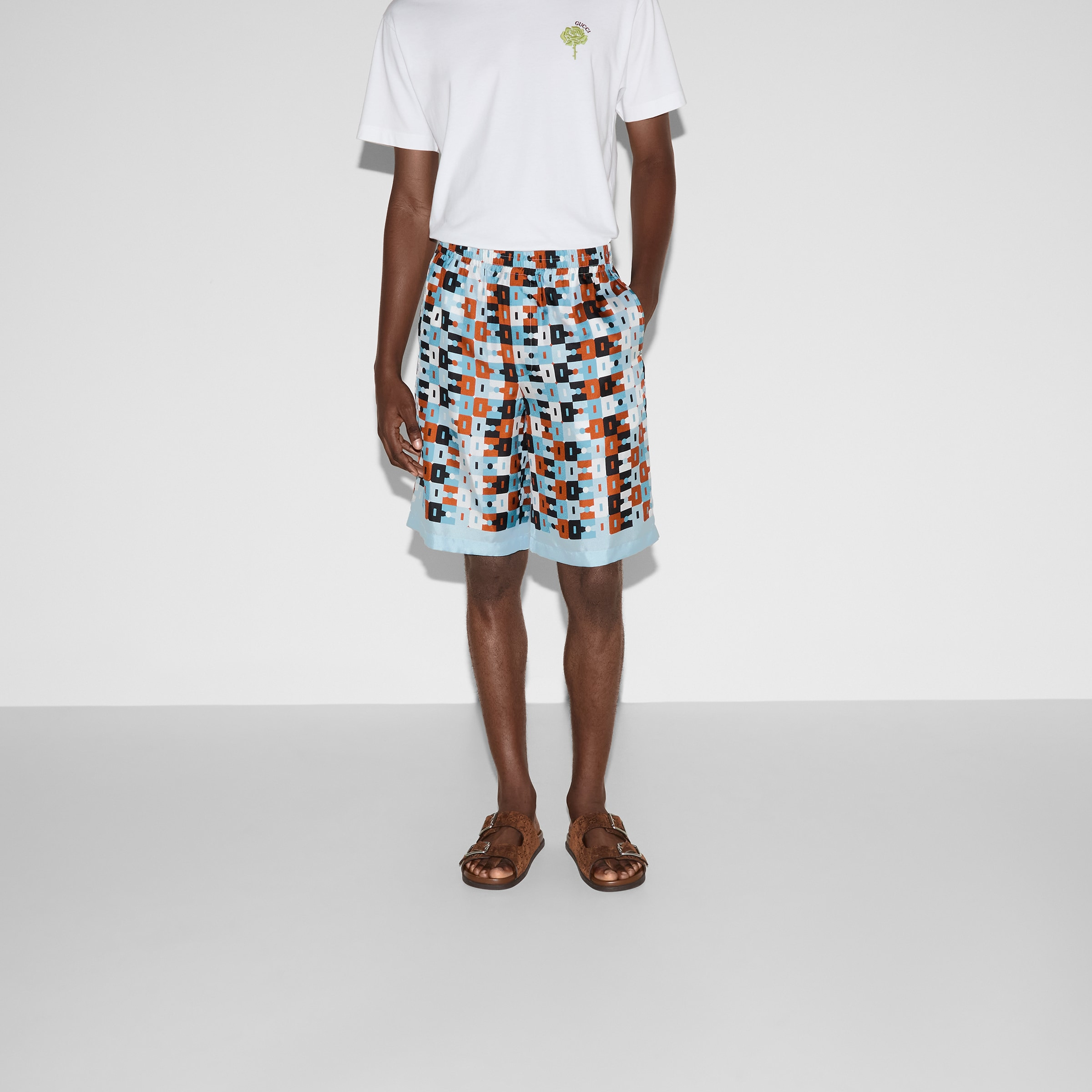 Printed silk twill shorts - 3