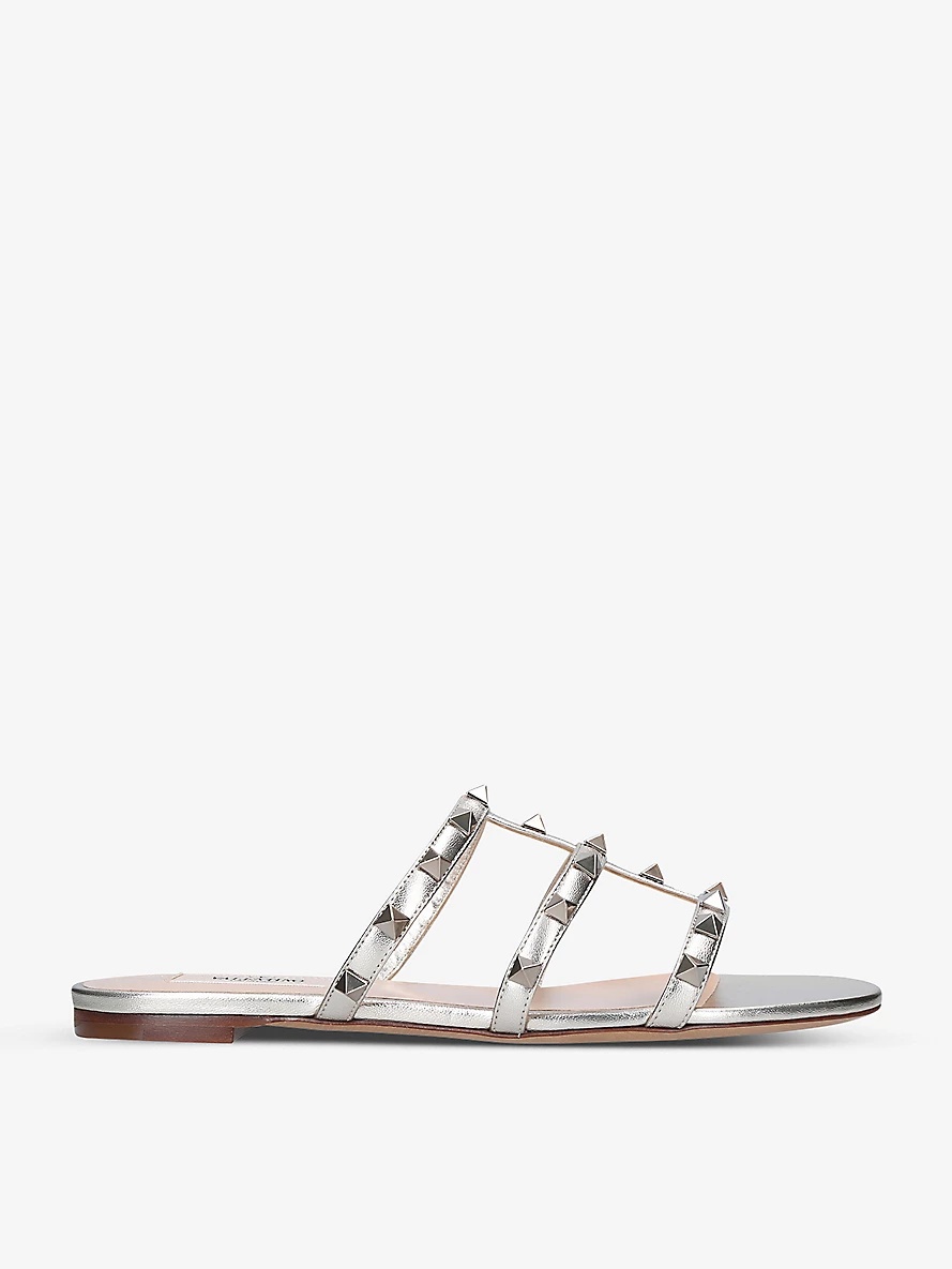 Rockstud leather sliders - 1