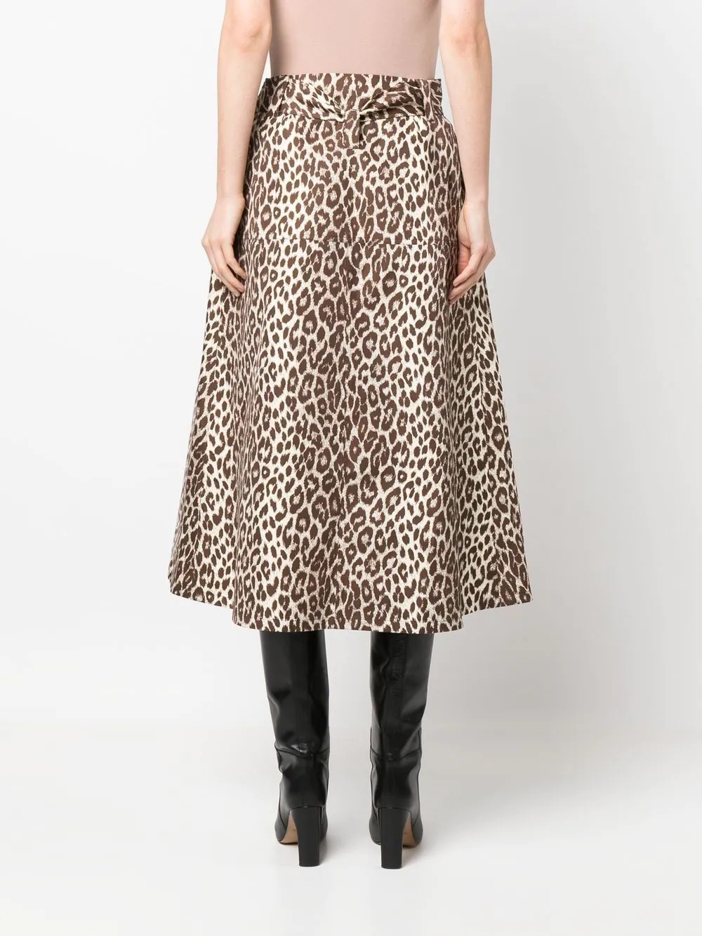 leopard-print midi skirt - 4
