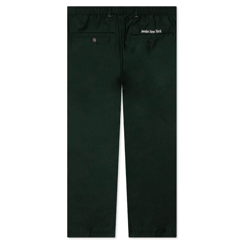 AWAKE NY LIGHTWEIGHT WOOL ELASTICATED WOVEN PANT - FOREST GREEN outlook