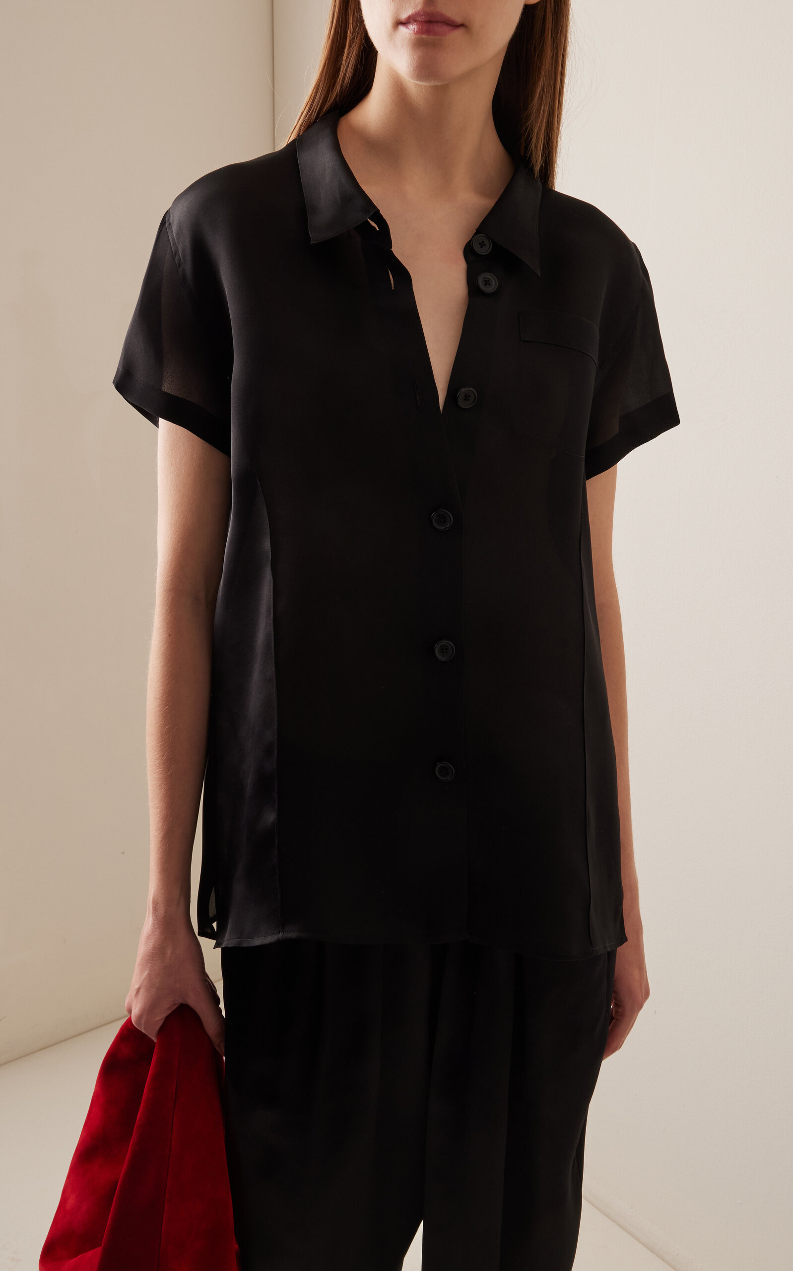 Keefe Silk Satin Shirt black - 3