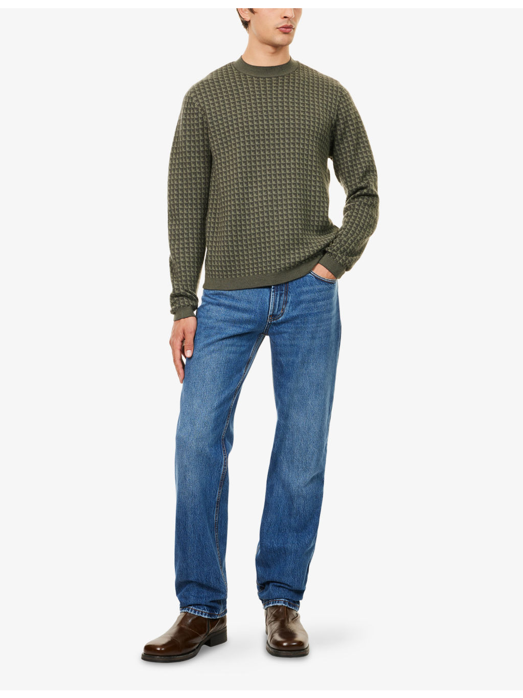 Distressed-Hem Straight-Leg Denim Jeans - 2