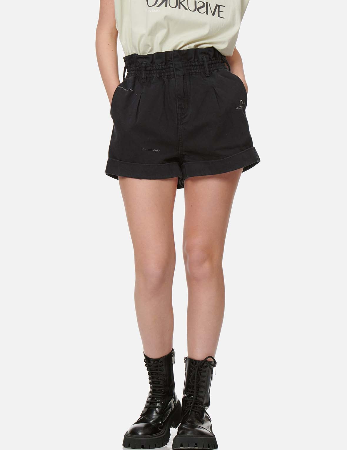 Paper Bag Denim Shorts - 4