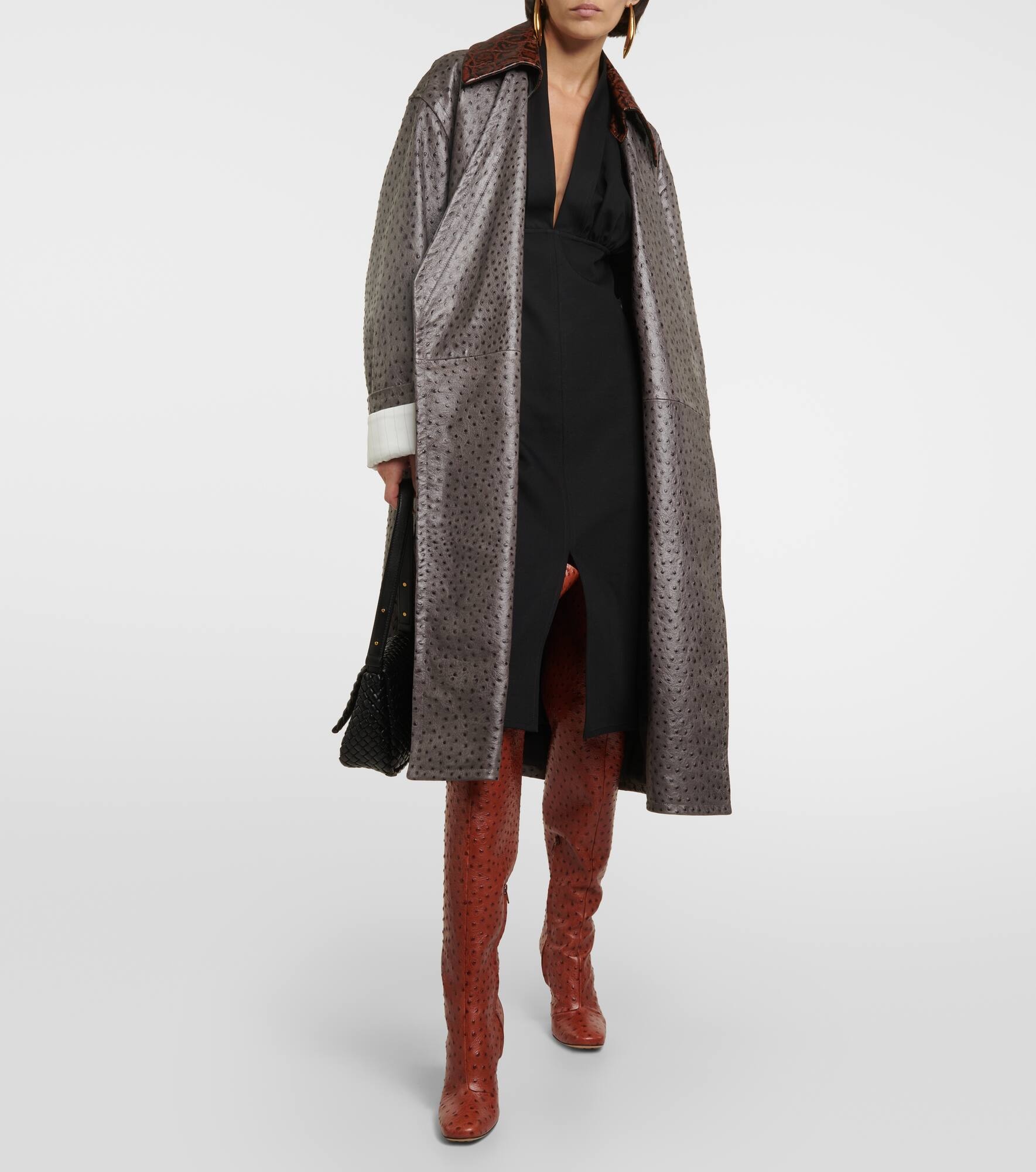 Embossed leather coat - 7