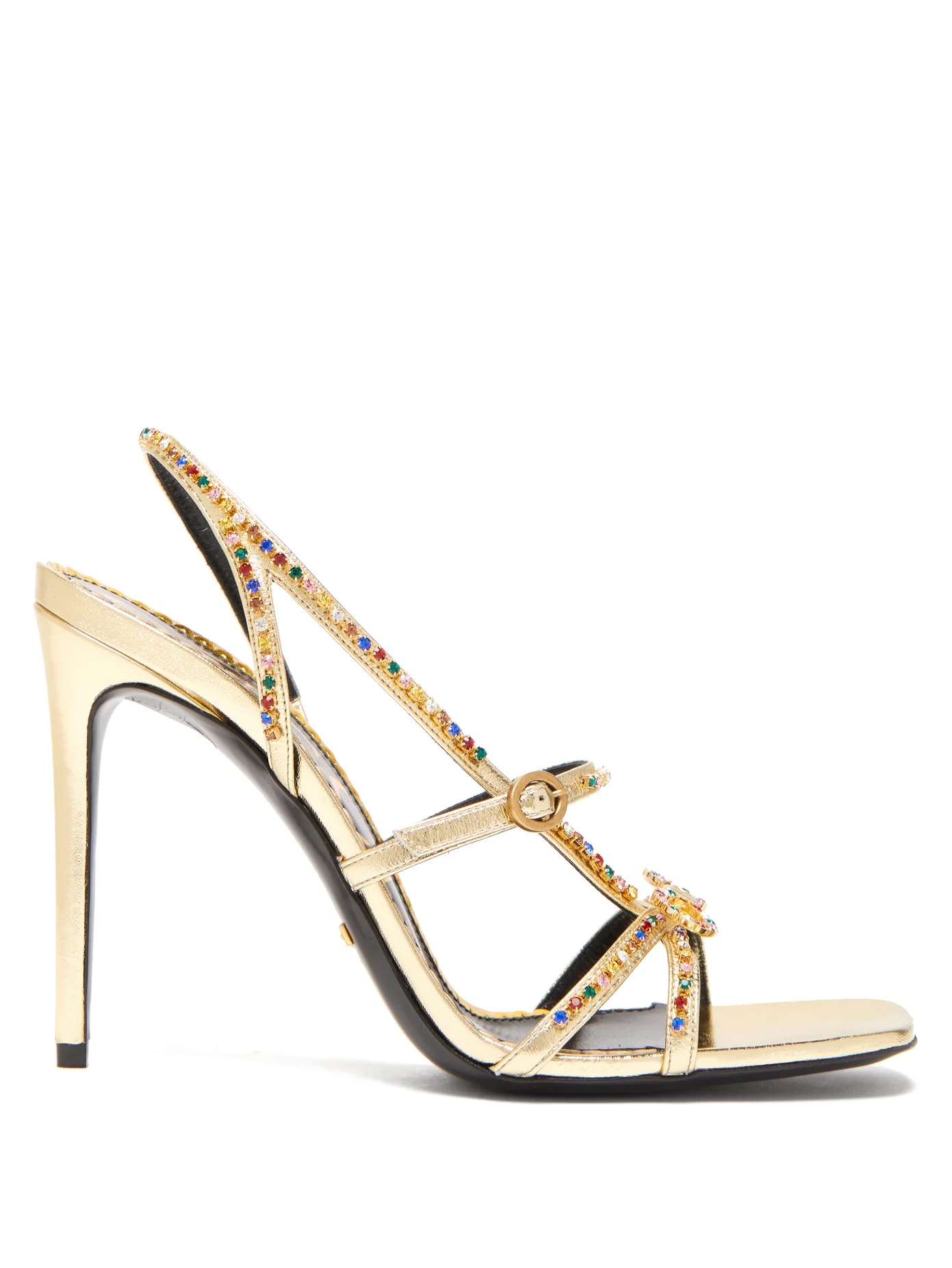 Carmen crystal-embellished metallic sandals - 1