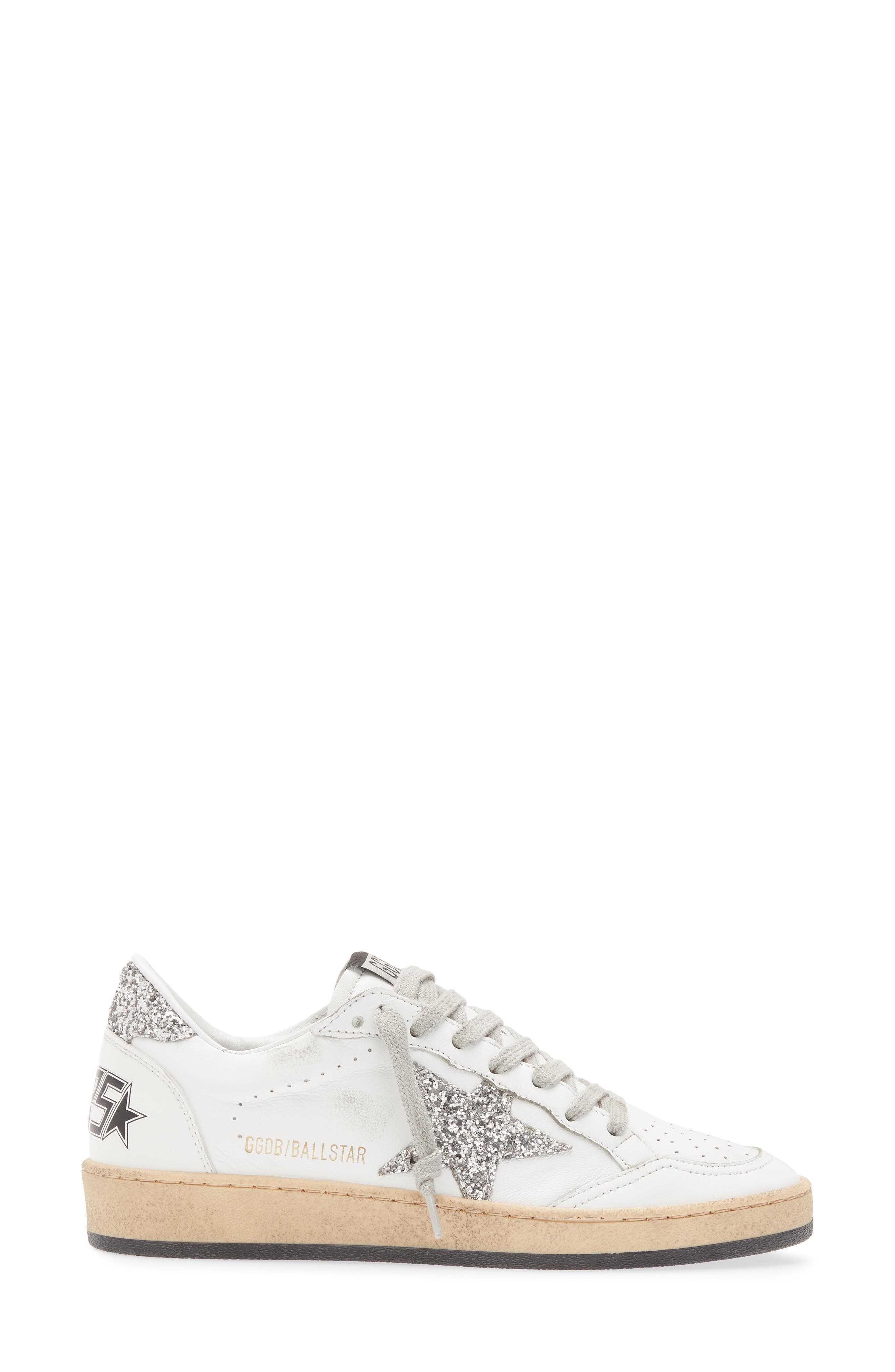 Golden Goose Ball Star Low Top Sneaker in White/Silver at Nordstrom - 3