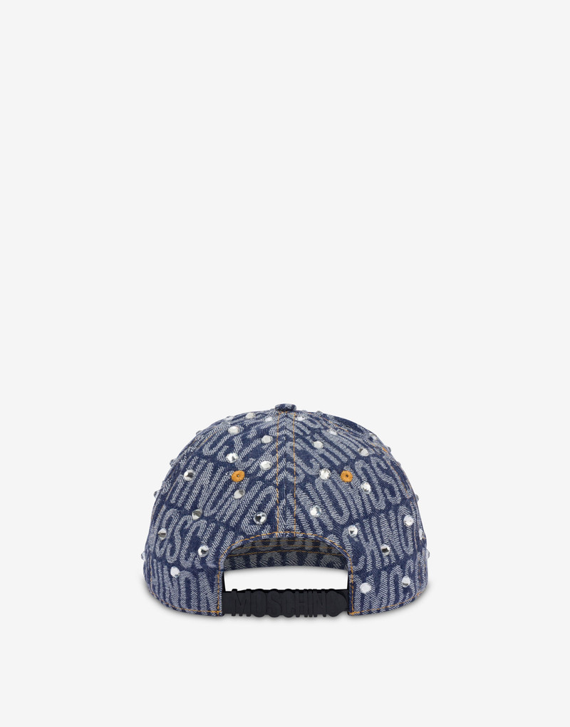 Moschino ALLOVER LOGO DENIM CAP WITH RHINESTONES outlook